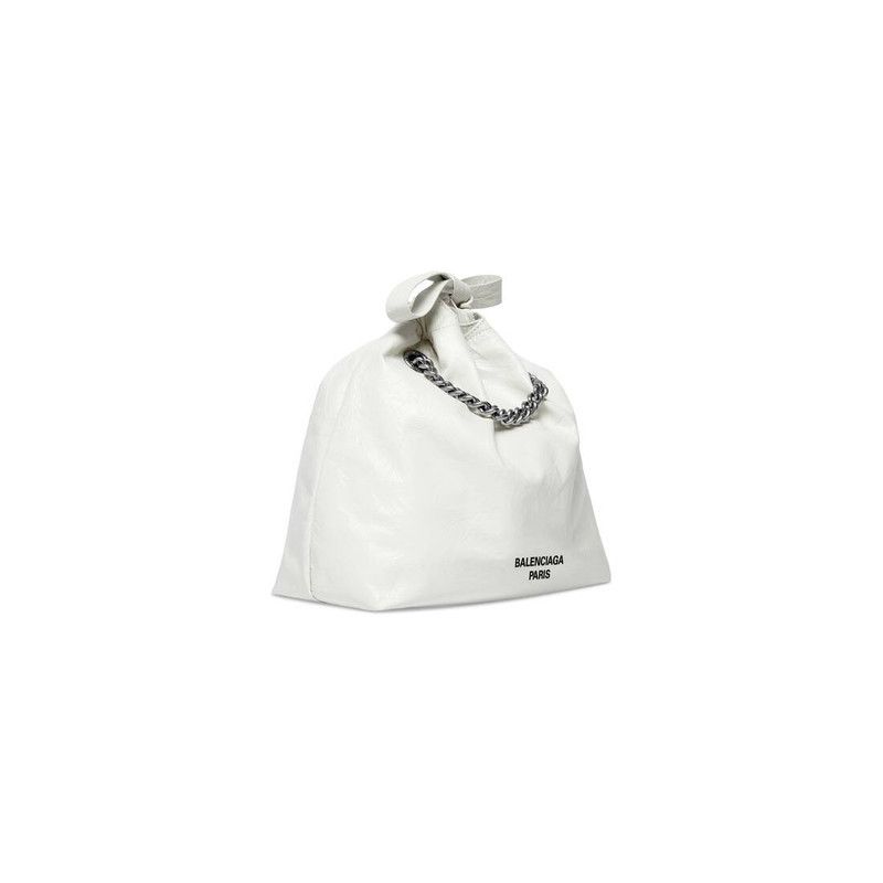 Balenciaga o1w1db10526 Size: OS / Crush Small Tote Bag in Optic White Size ONE SIZE - 4 Thumbnail