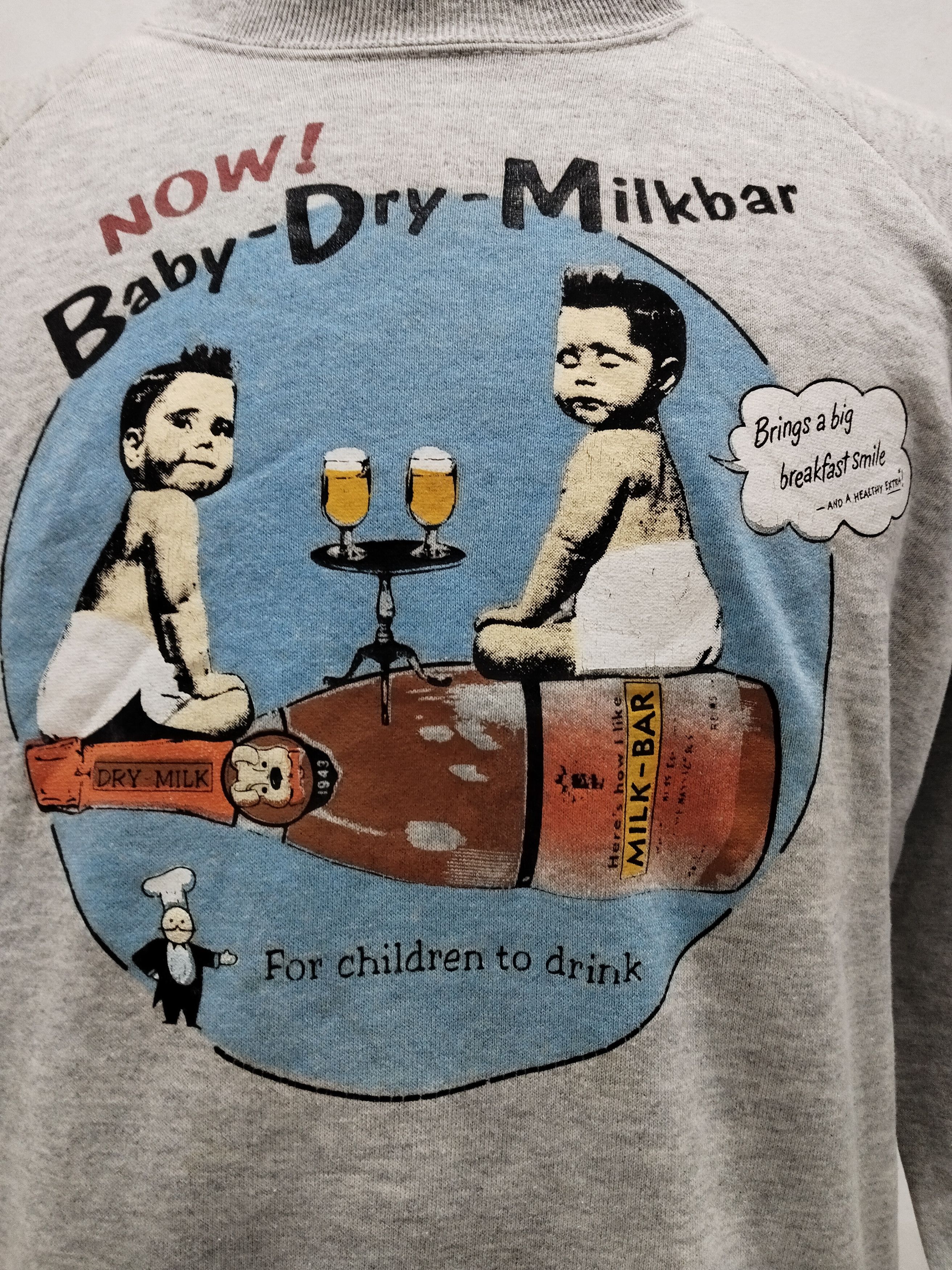 Fruit Of The Loom × Punk and Yo × Vintage Vintage 70s Baby Dry Milk bar Punk Style Parody Sweatshirt Size US L / EU 52-54 / 3 - 2 Thumbnail