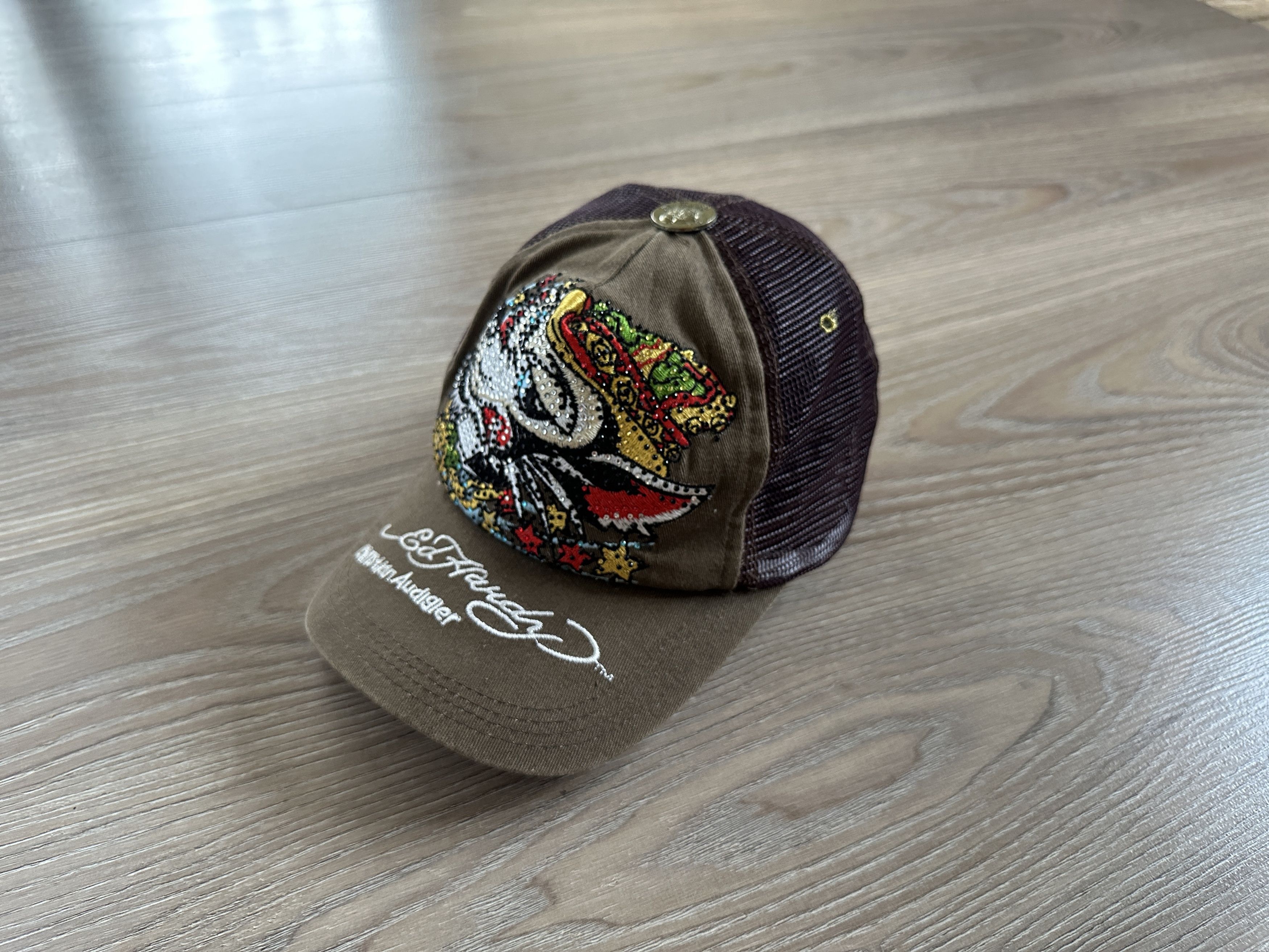 Christian Audigier × Ed Hardy × Vintage Vintage Ed Hardy Brown Cap Trucker Size ONE SIZE - 9 Thumbnail