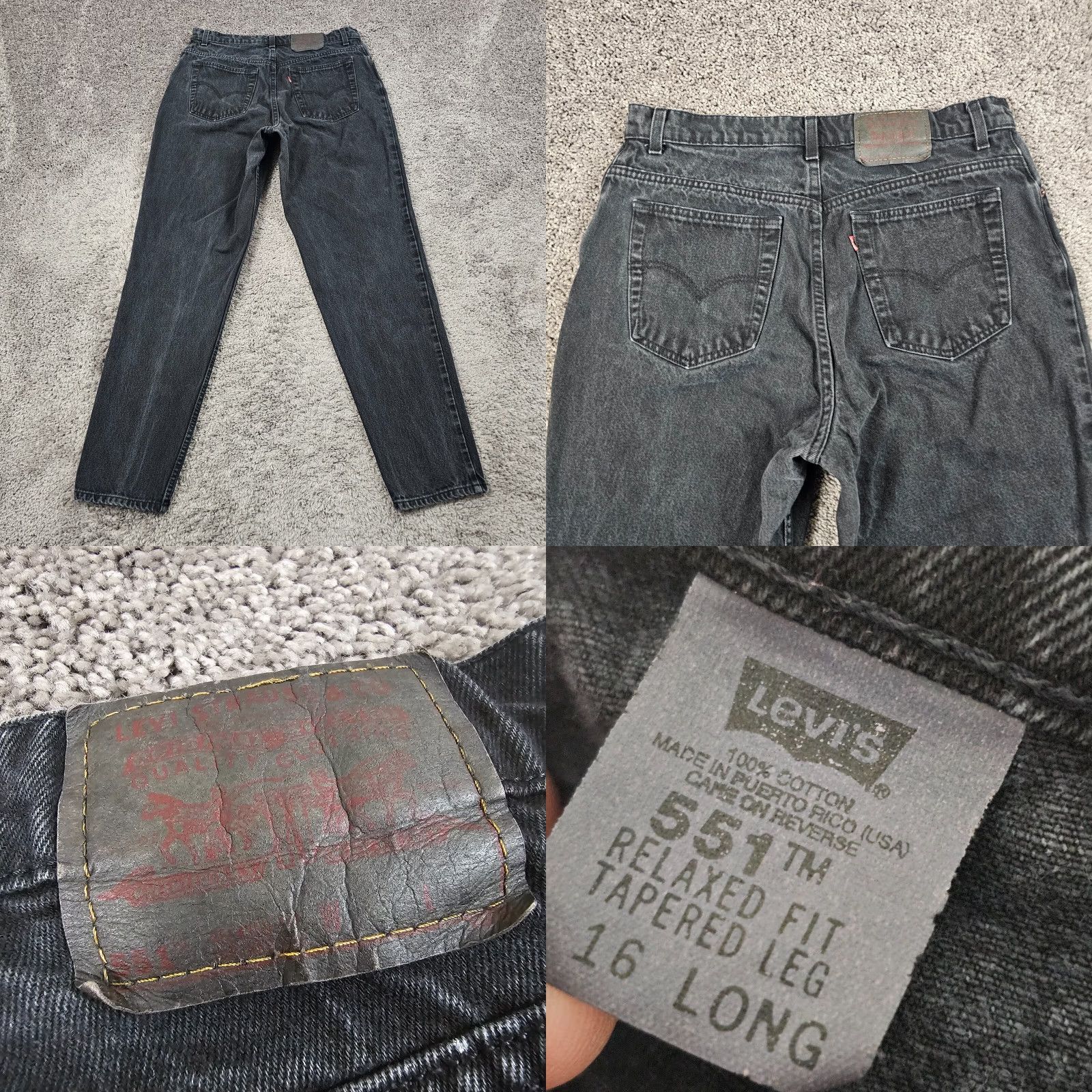 Levi's VINTAGE Levi's Jeans 551 Womens 16 Long Black Tapered Relaxed 90s USA 32x32 Size 38" / US 16 / IT 52 - 8 Thumbnail