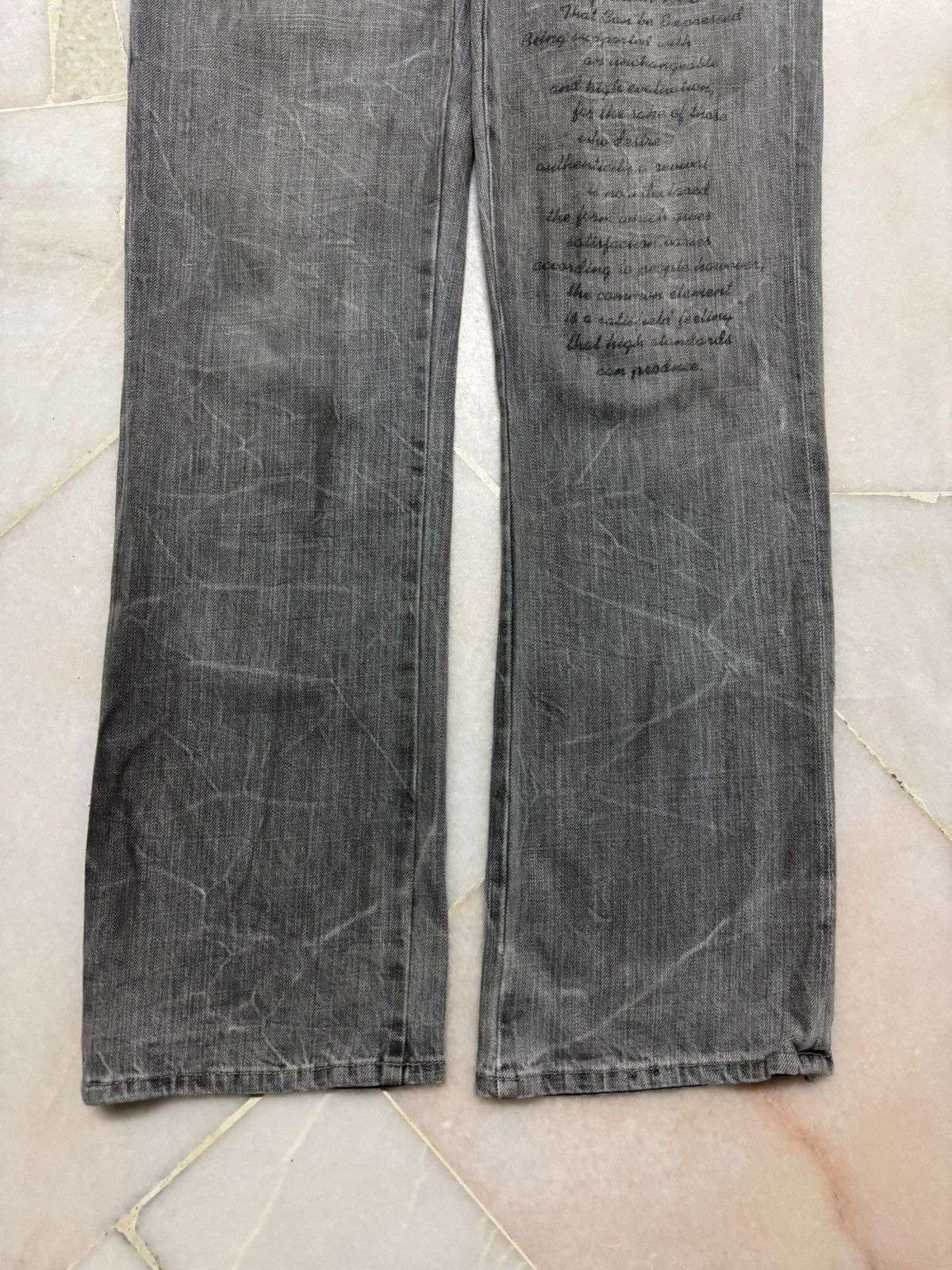 Designer 💥Flare💥90s Jack Serika Punk Jeans Script Logo Faded Distress Size US 28 / EU 44 - 7 Thumbnail
