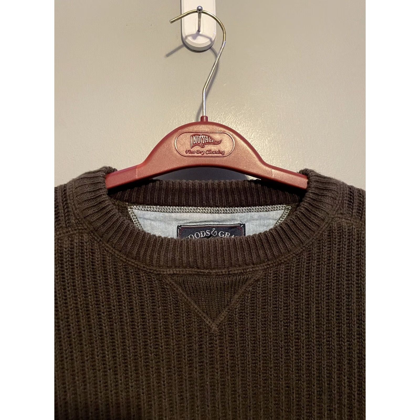 Vintage Woods & Gray Sweater L Brown Crew Neck Pullover 100% Cotton Long Sleeve Knit Logo Men Regular Fall Winter Size US L / EU 52-54 / 3 - 2 Thumbnail