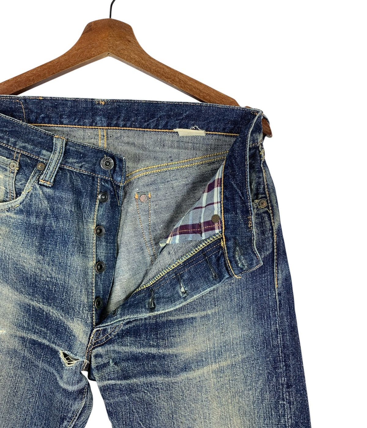 Sugar Cane VINTAGE SUGARCANE DISTRESSED SELVEDGE JEANS MEN Size US 30 / EU 46 - 9 Thumbnail