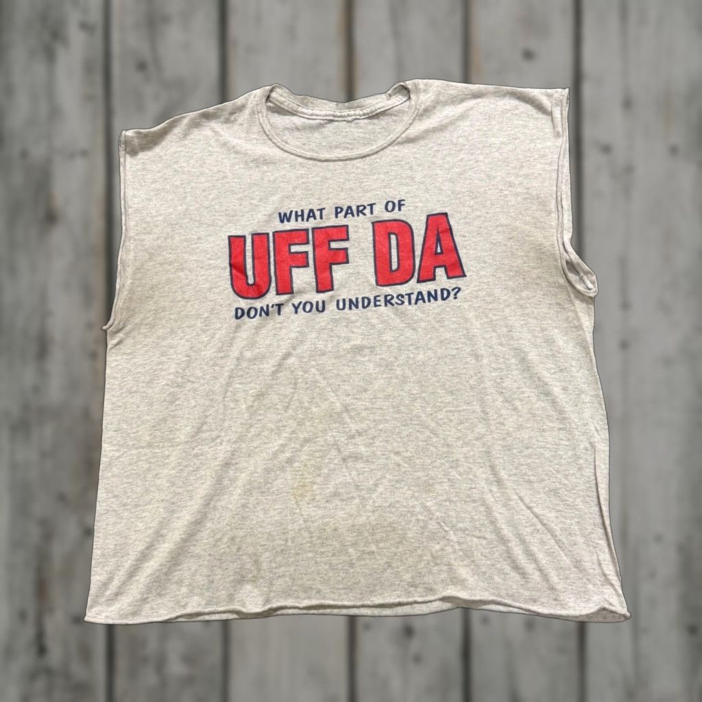 Vintage VINTAGE Unbranded Tank-top Shirt L Uff Da Scandinavian phrase Gray Men L Size US L / EU 52-54 / 3 - 1 Thumbnail