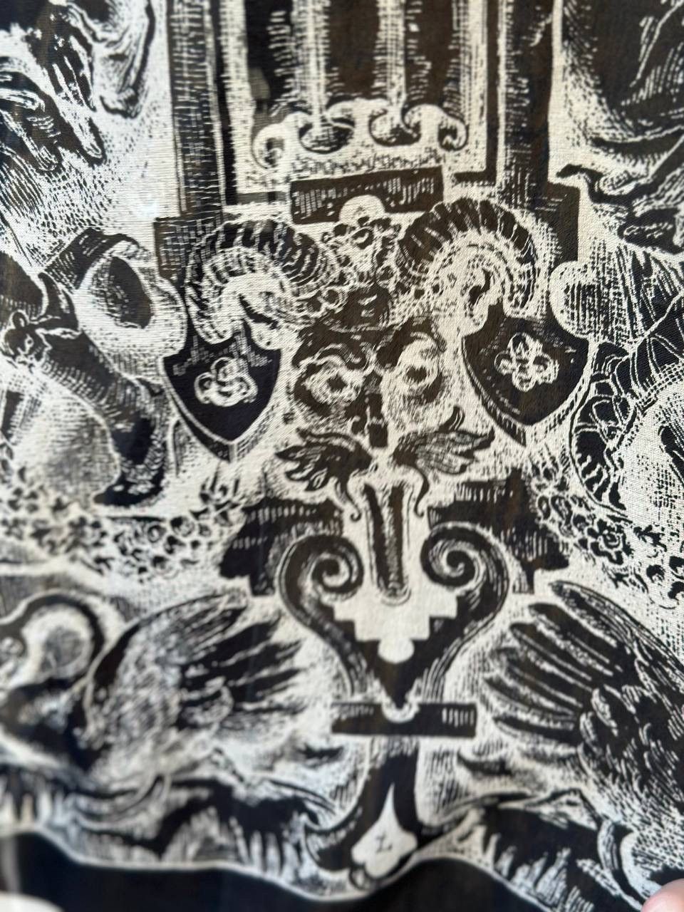 Punk and Yo Vintage Archive Scarf Baroque Gothic Print Swans Opium y2K Size ONE SIZE - 8 Thumbnail