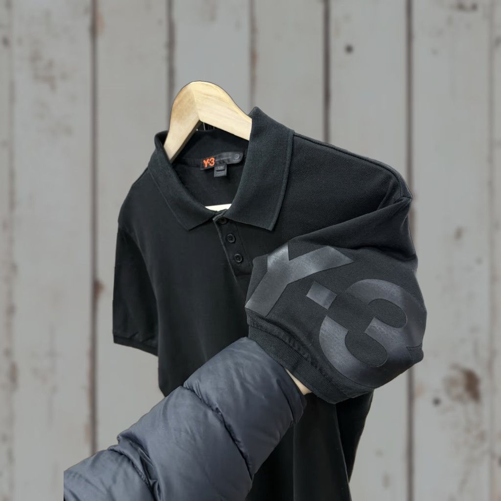 Yohji Yamamoto VINTAGE Yohji Yamamoto Y-3 Adidas Polo T-Shirt Rare Black Size L Mens Shirt Size US L / EU 52-54 / 3 - 1 Thumbnail