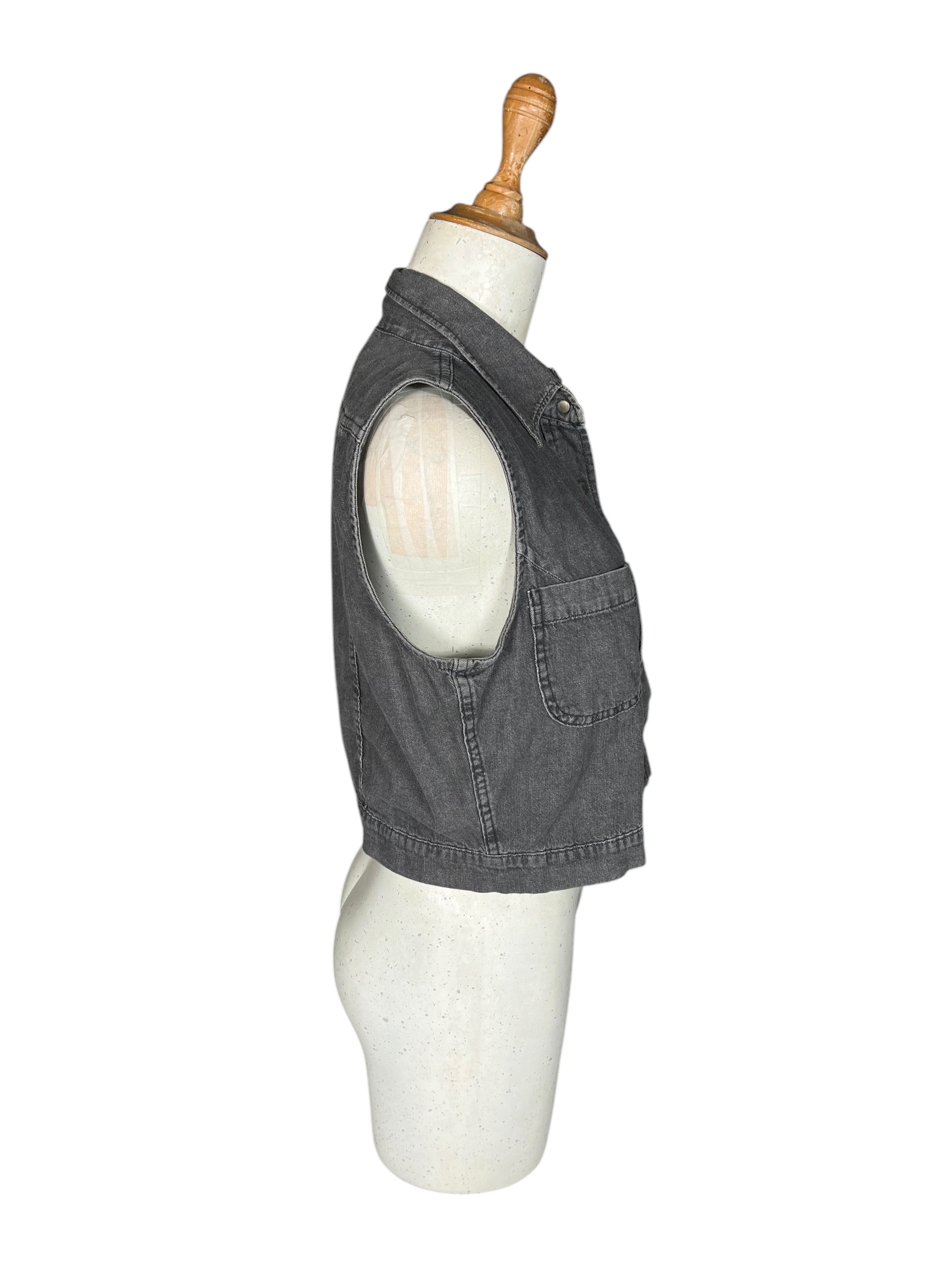United Colors Of Benetton Vtg 90s Punk Benetton Jacket Vest Denim Women Made In Italy Size S / US 4 / IT 40 - 4 Thumbnail