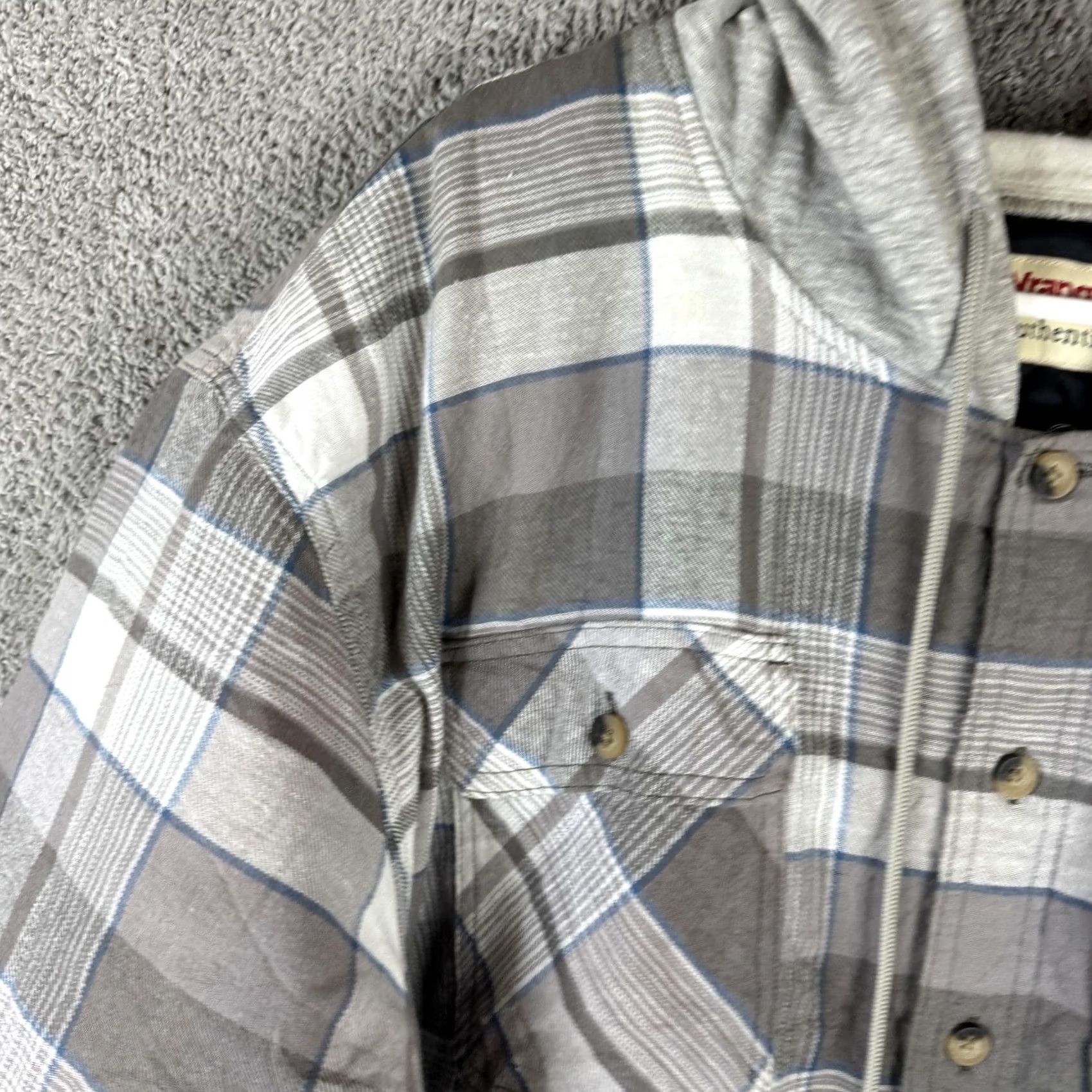 Wrangler Wrangler Jacket Mens XL Gray Plaid Flannel Hooded Quilted Lined Outdoor Workwear Size US XL / EU 56 / 4 - 6 Thumbnail