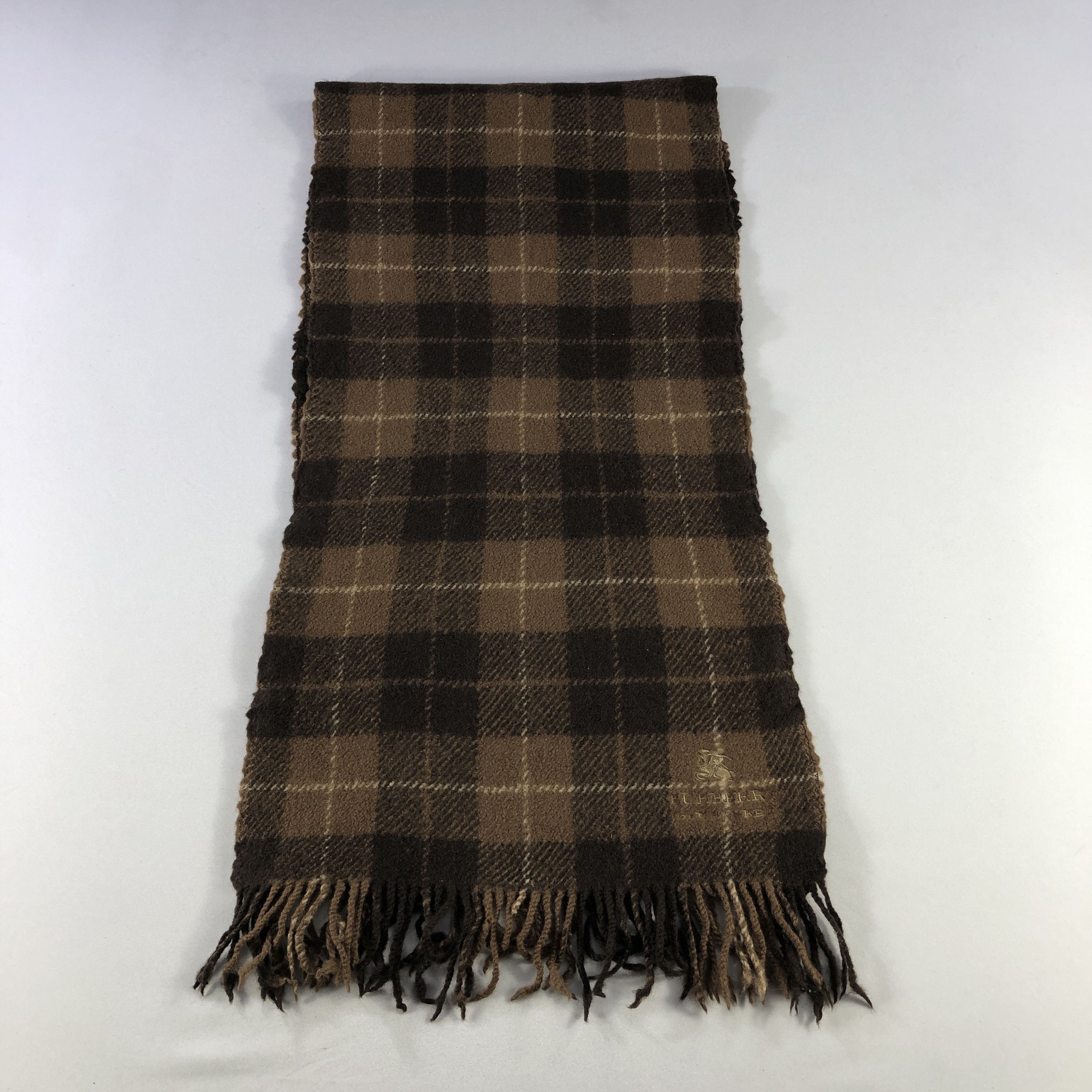 Burberry Burberrys Nova Check Brown Wool Scarf Muffler V2844 Size ONE SIZE - 2 Thumbnail