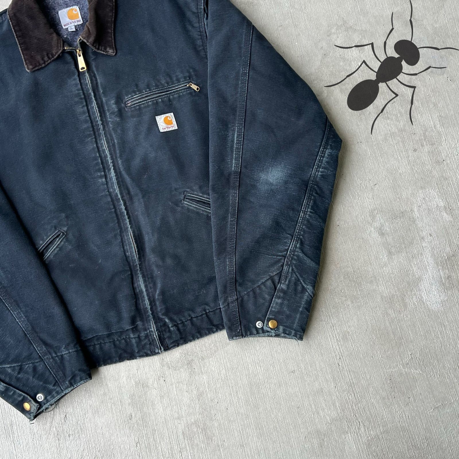 Carhartt × Vintage Carhartt J01 BLK faded black detroit work wear jacket Size US L / EU 52-54 / 3 - 3 Thumbnail