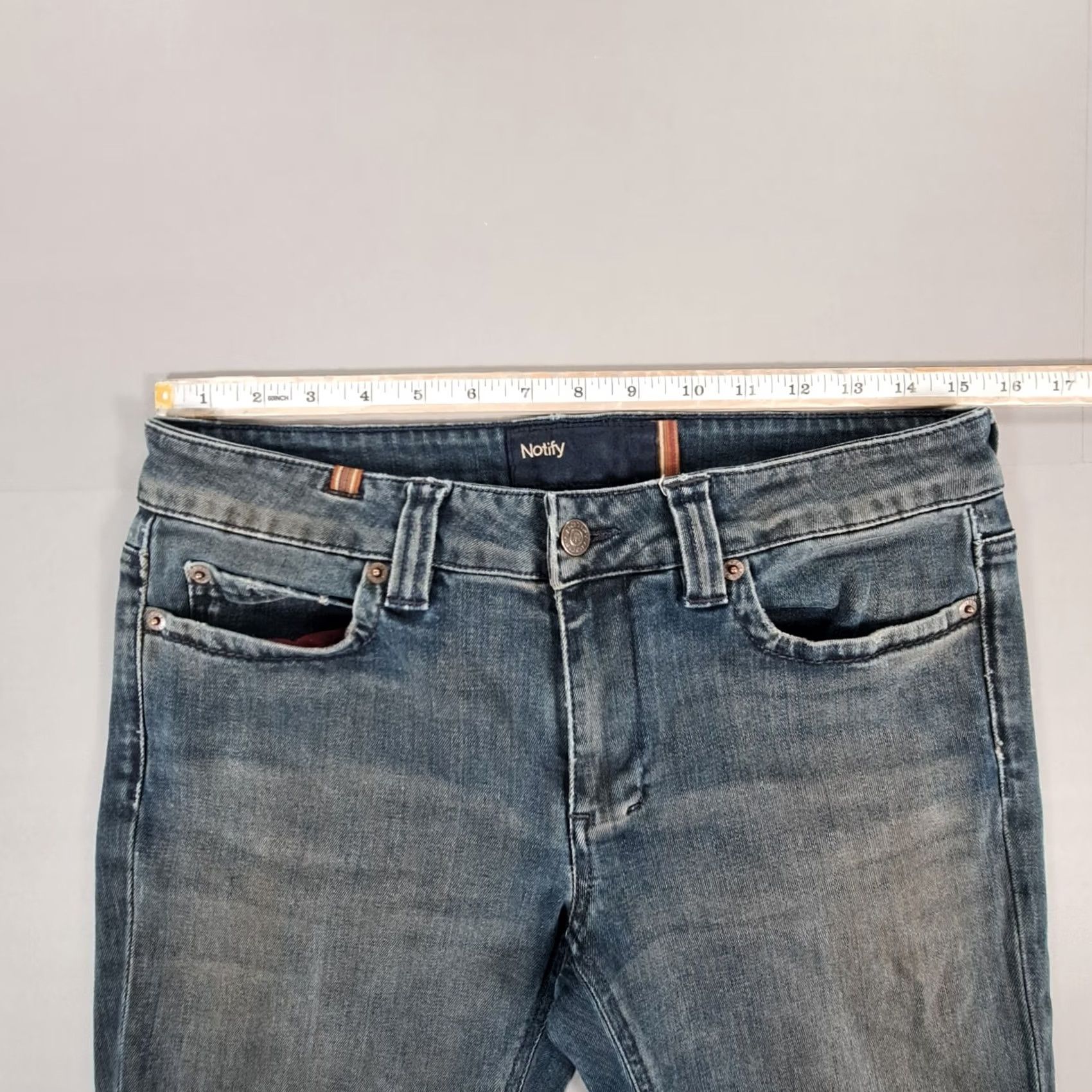 Vintage NOTIFY Jeans Blue W30 L32 Hellebora Low Rise Stretch Italy Readymade Cropped Womens Pants Size 30" / US 8 / IT 44 - 4 Thumbnail