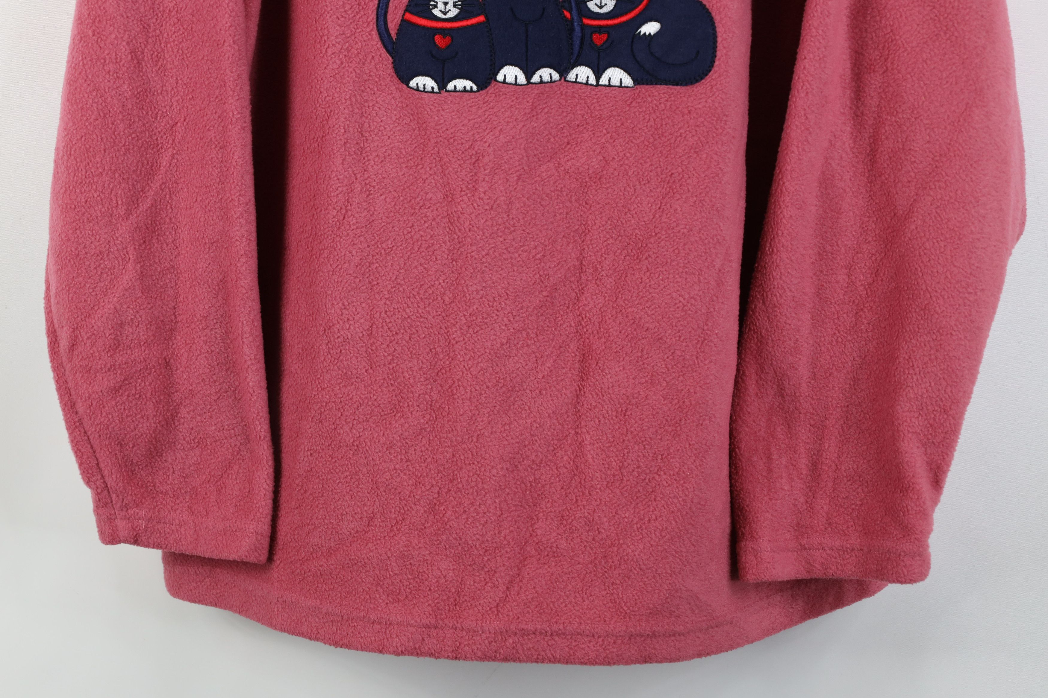 Vintage Vintage 90s Streetwear Kitten Fleece Crewneck Sweater Pink Size XL / US 12-14 / IT 48-50 - 3 Thumbnail