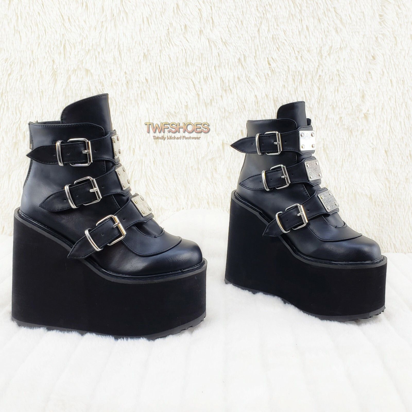 Demonia Cult DEMONIA Swing 105 Black Matte Ankle Boot 5.5" Platform NY (U Size US 10 / IT 40 - 5 Thumbnail