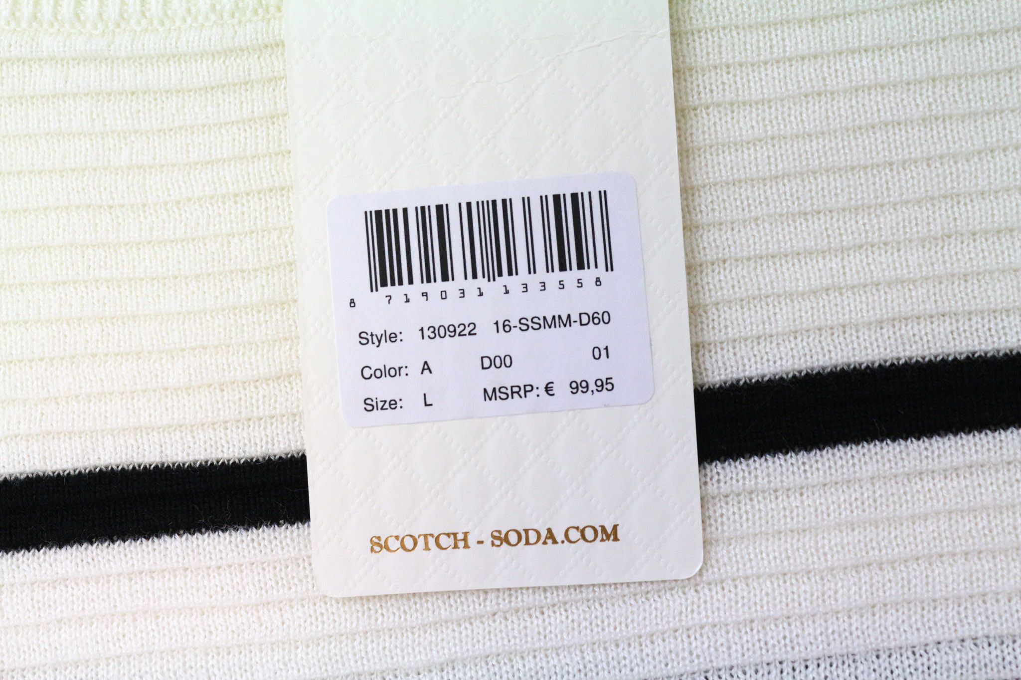 Scotch & Soda AMS COUTURE L Off-White Striped Sweatshirt 76187 Size US L / EU 52-54 / 3 - 5 Thumbnail