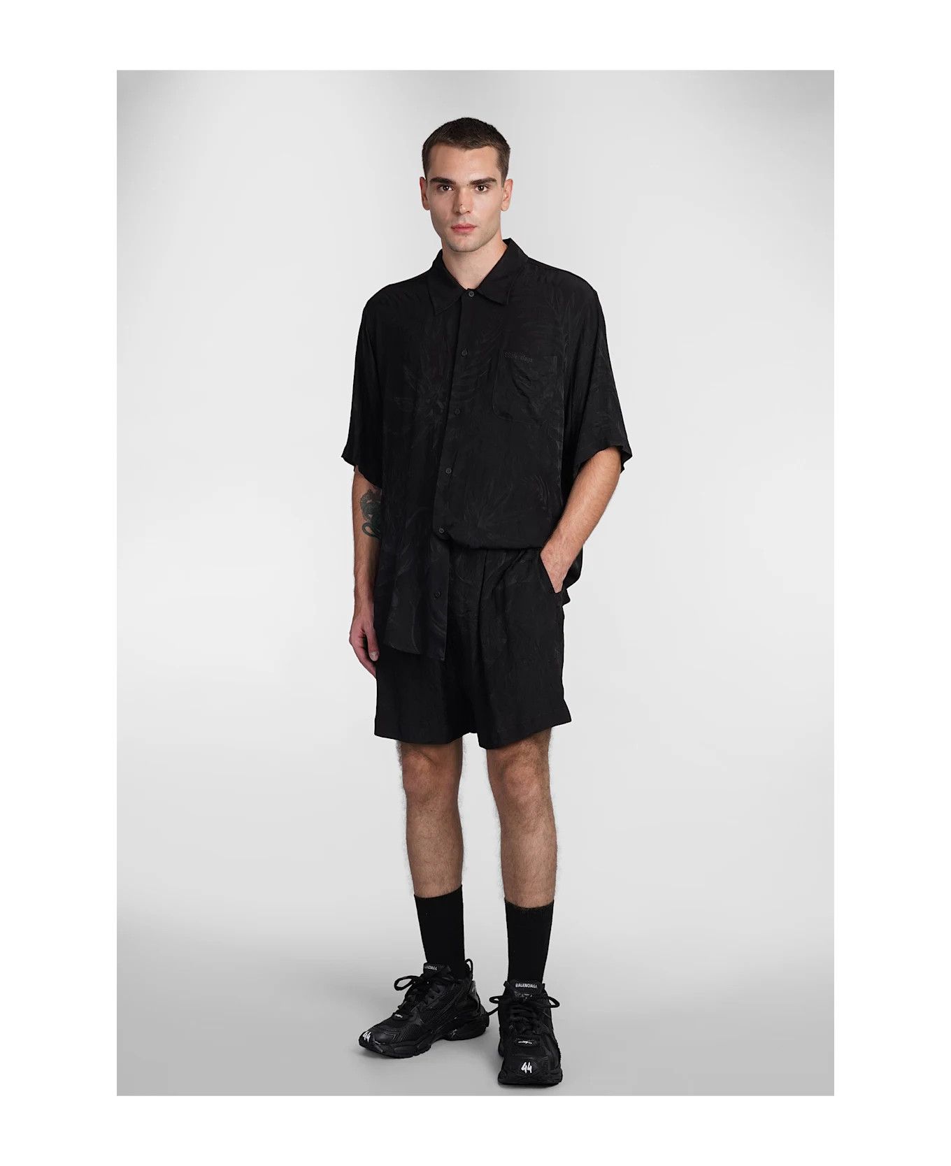 Balenciaga o1srvl11e0226 Tropical Flowers Pyjama Shorts In Black Size US 32 / EU 48 - 2 Thumbnail