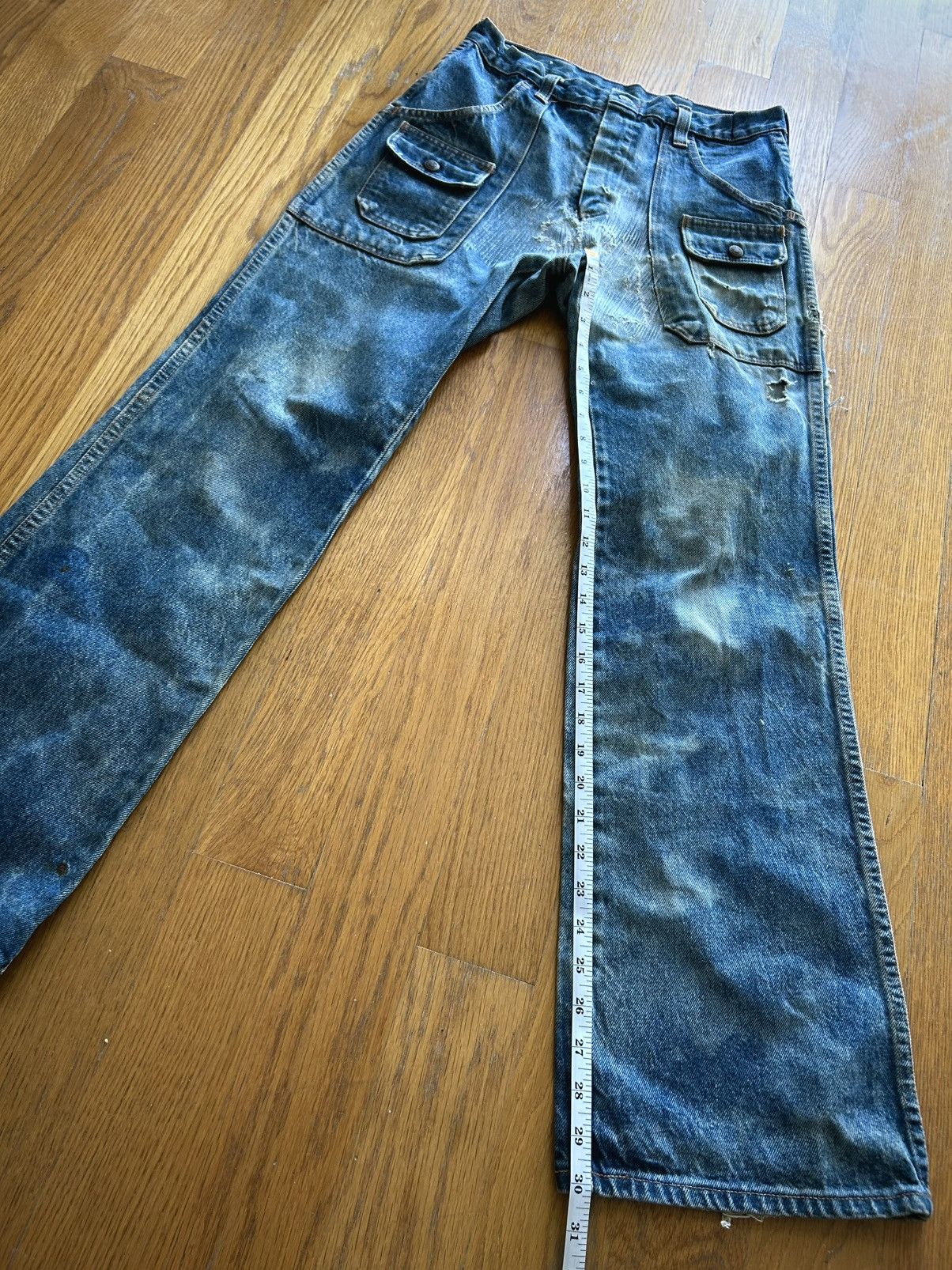 Vintage Vintage 1970s Mr Leggs Distressed Women’s Denim Flare Jeans Size 28" / US 6 / IT 42 - 12 Thumbnail
