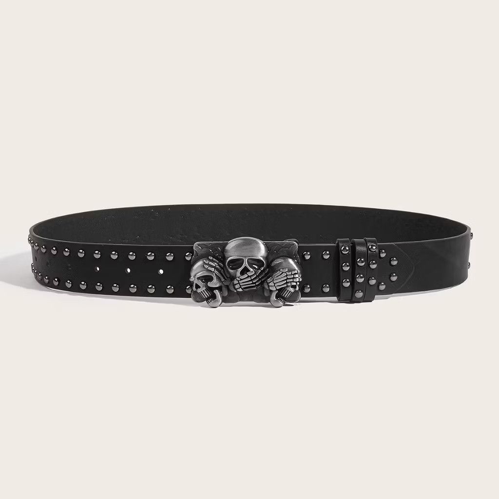 Japanese Brand Skull 3 head punk rock style belt Size ONE SIZE - 1 Thumbnail