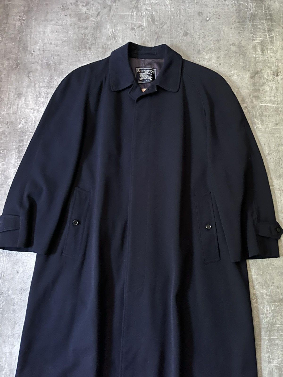 Burberry Burberrys Vintage Wool Long Coat Navy 90s Size US L / EU 52-54 / 3 - 5 Thumbnail