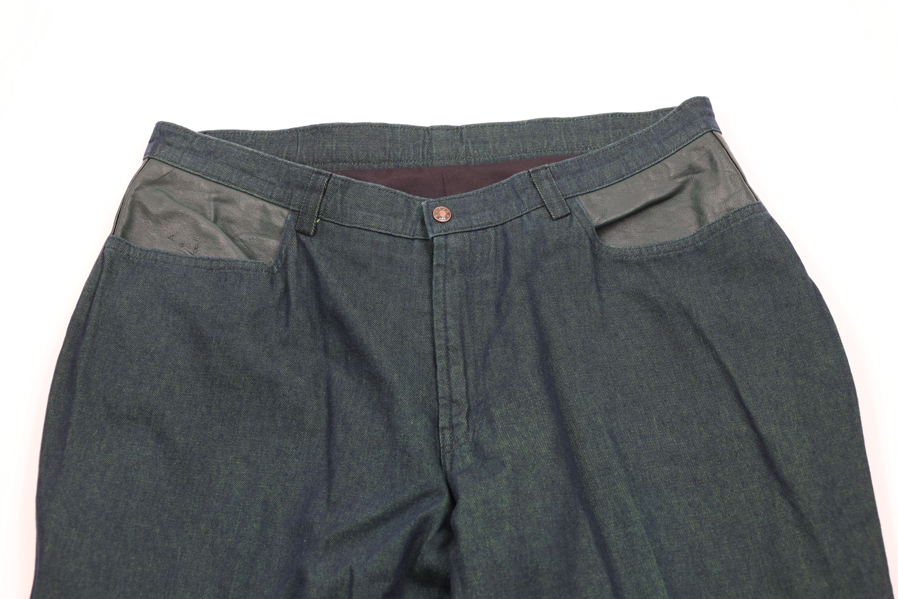 Vintage Vintage 90s Streetwear Trim Baggy Wide Leg Denim Jeans Green Size US 38 / EU 54 - 2 Thumbnail