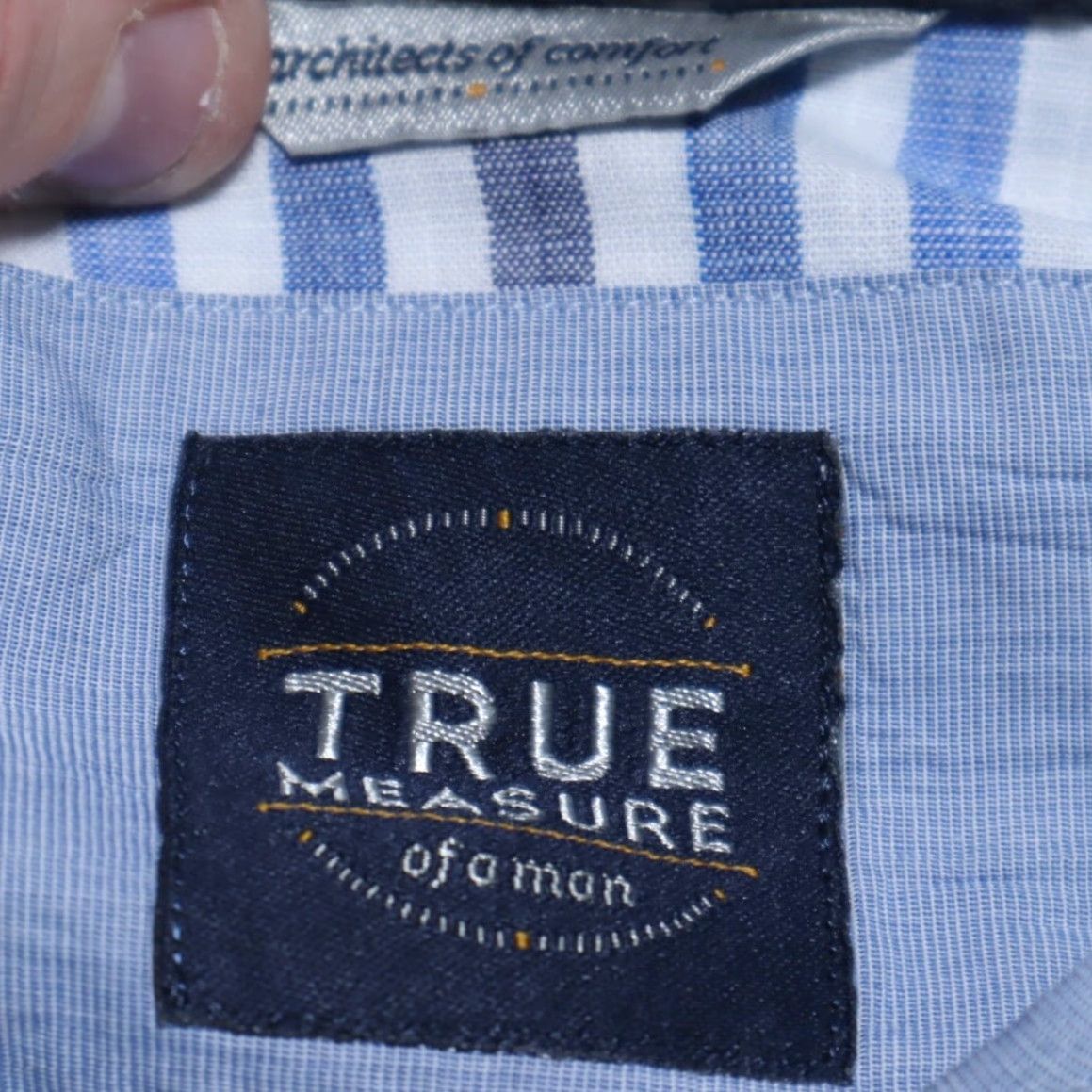 Vintage True Measure of a Man Shirt XL White Plaid Button Up Linen Cotton Blend Long Sleeve Mens Size US XL / EU 56 / 4 - 5 Thumbnail