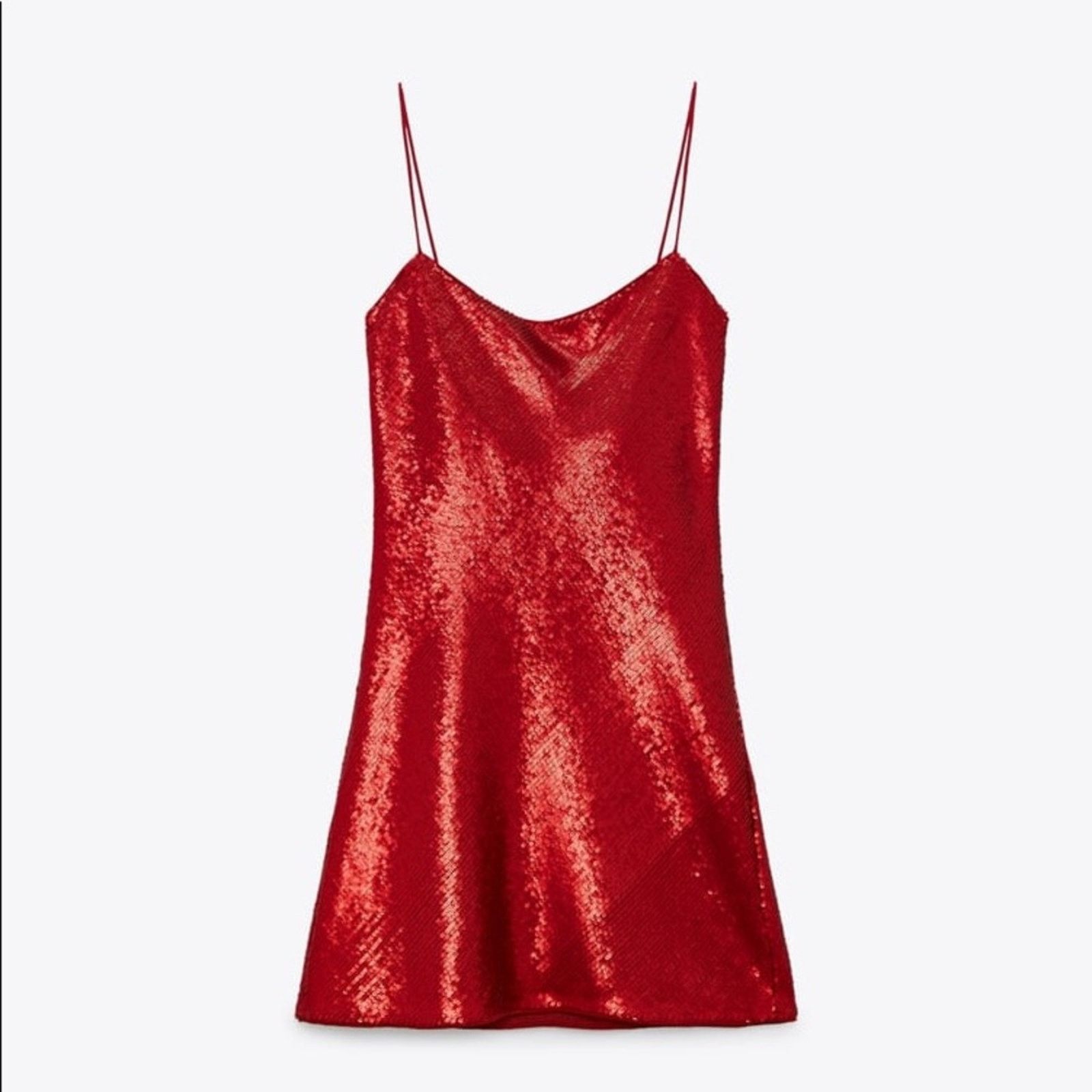 Zara ZARA BLOGGER FAVORITE SEQUIN DRESS RED Size S / US 4 / IT 40 - 14 Thumbnail