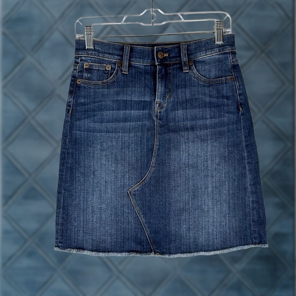 J.Crew J. Crew A-Line Skirt Womens 2 Denim Blue Pockets Casual Summer Short Size 26" / US 2 / IT 38 - 1 Thumbnail