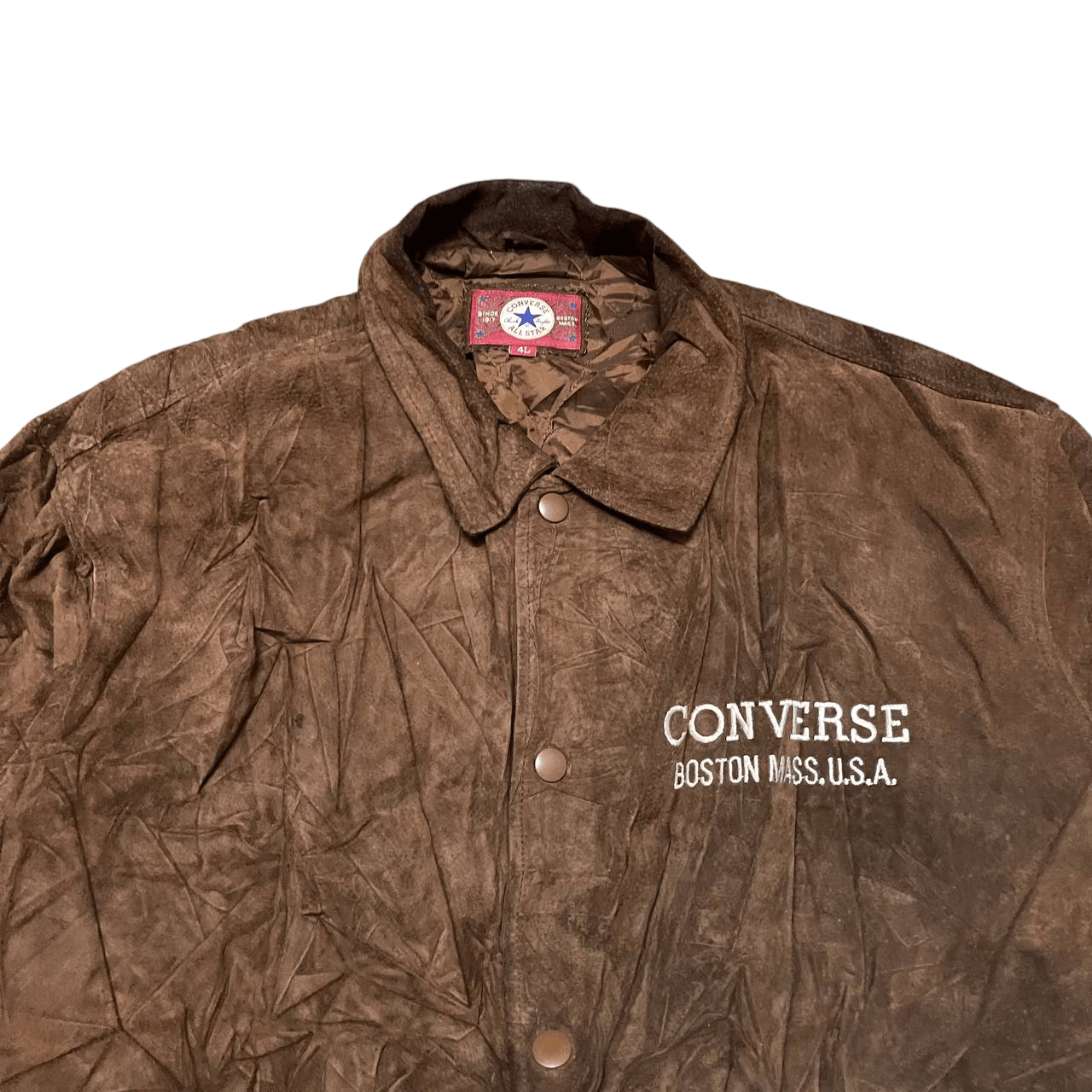 Converse Vintage 90's Converse Embroidery Leather Bomber Jacket Size US XXL / EU 58 / 5 - 4 Thumbnail