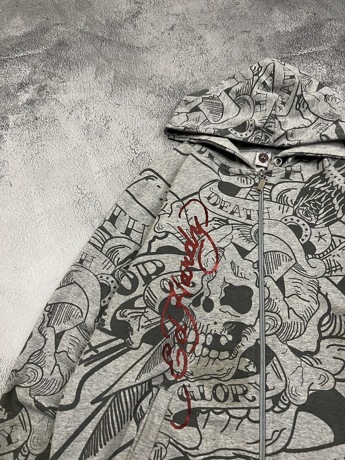 Ed Hardy Vintage Y2k Skull ☠️ Rare Ed Hardy All Over Print Zip Hoodie Size M / US 6-8 / IT 42-44 - 6 Thumbnail