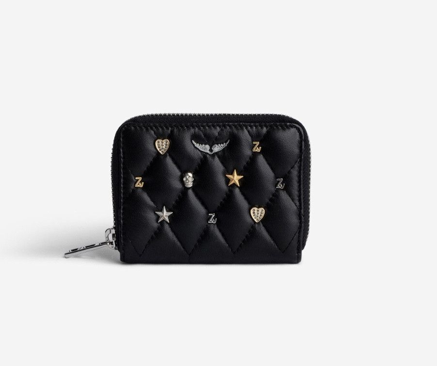 Zadig&Voltaire Mini Charms Wallet in Black Leather