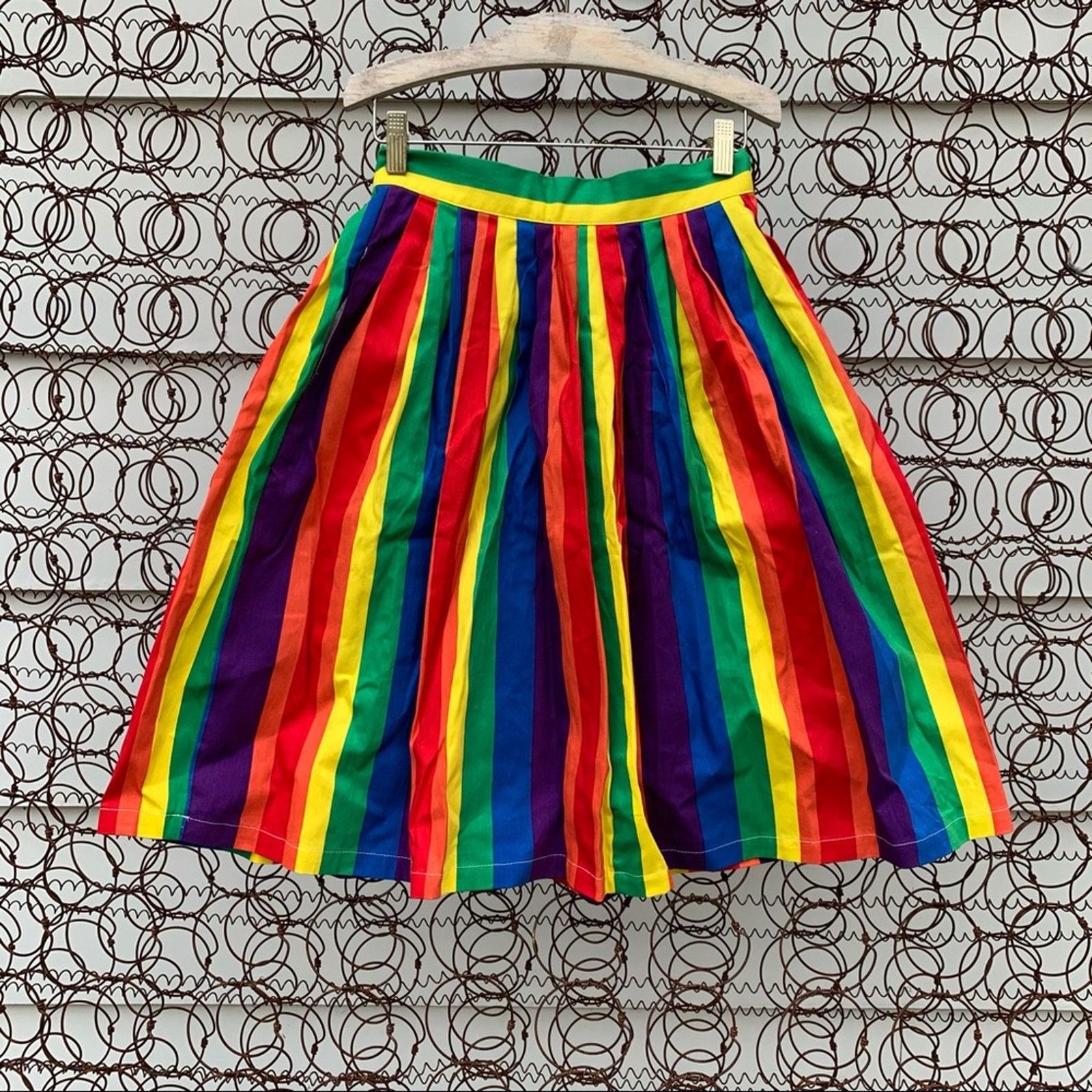 Vintage ModCloth Rainbow Pleated Full Skirt | Grailed