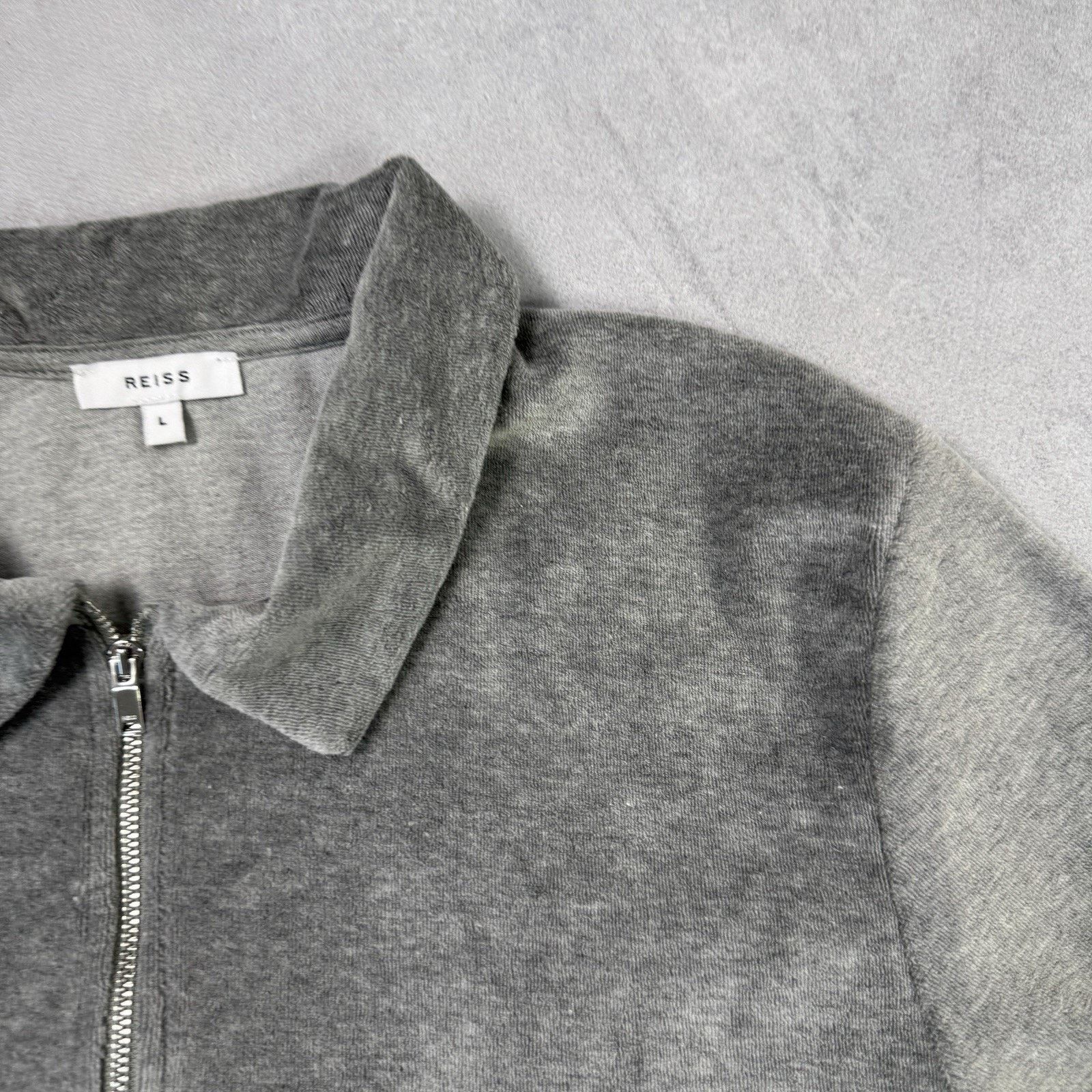 Reiss Reiss Men Grey Velure Polo Zip T Shirt Size L Size US L / EU 52-54 / 3 - 3 Thumbnail