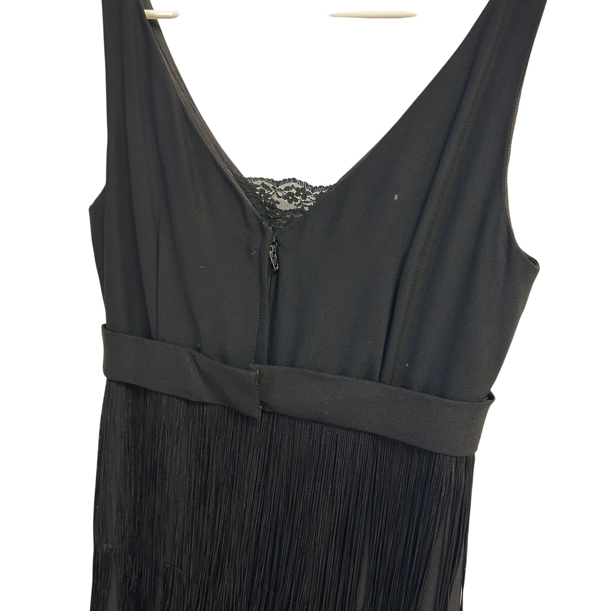 Vintage 1920's Black 3 Tier TASSEL Evening Cocktail FLAPPER Dress S Size S / US 4 / IT 40 - 11 Thumbnail