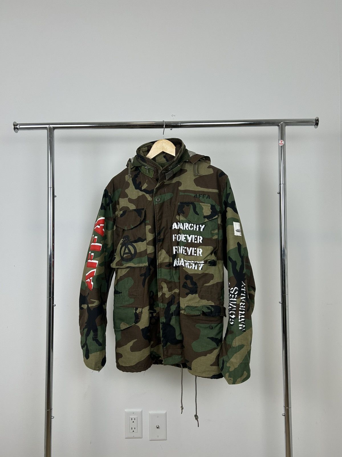 AFFA Custom Stencil Camouflage Field Jacket Hooded Size L