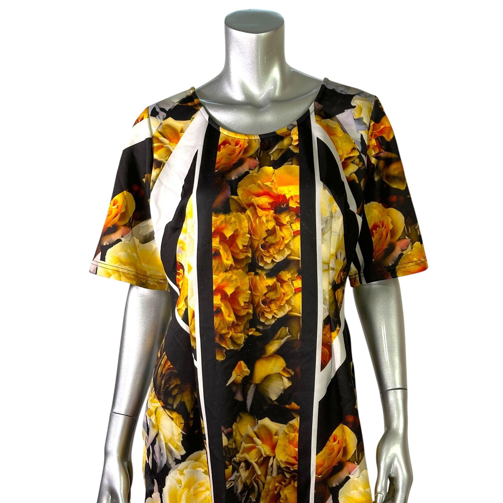 Designer Eloquii Gold and Black Floral Print Midi Dress Size 18 Shor Size XXL / US 16-18 / IT 52-54 - 3 Thumbnail