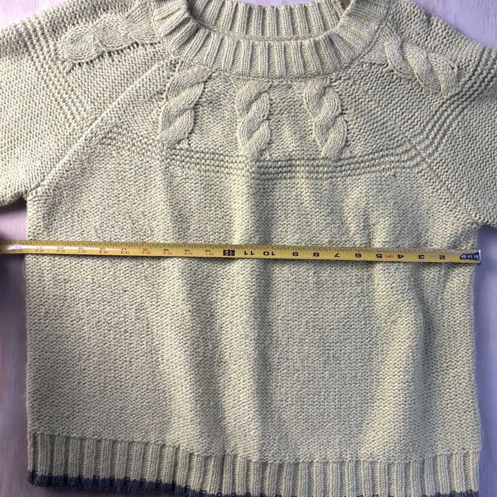 Vintage Aerie Sweater Womens XL Green Cable Knit Raglan Crewneck Pullover Contrast Trim Size XL / US 12-14 / IT 48-50 - 4 Thumbnail