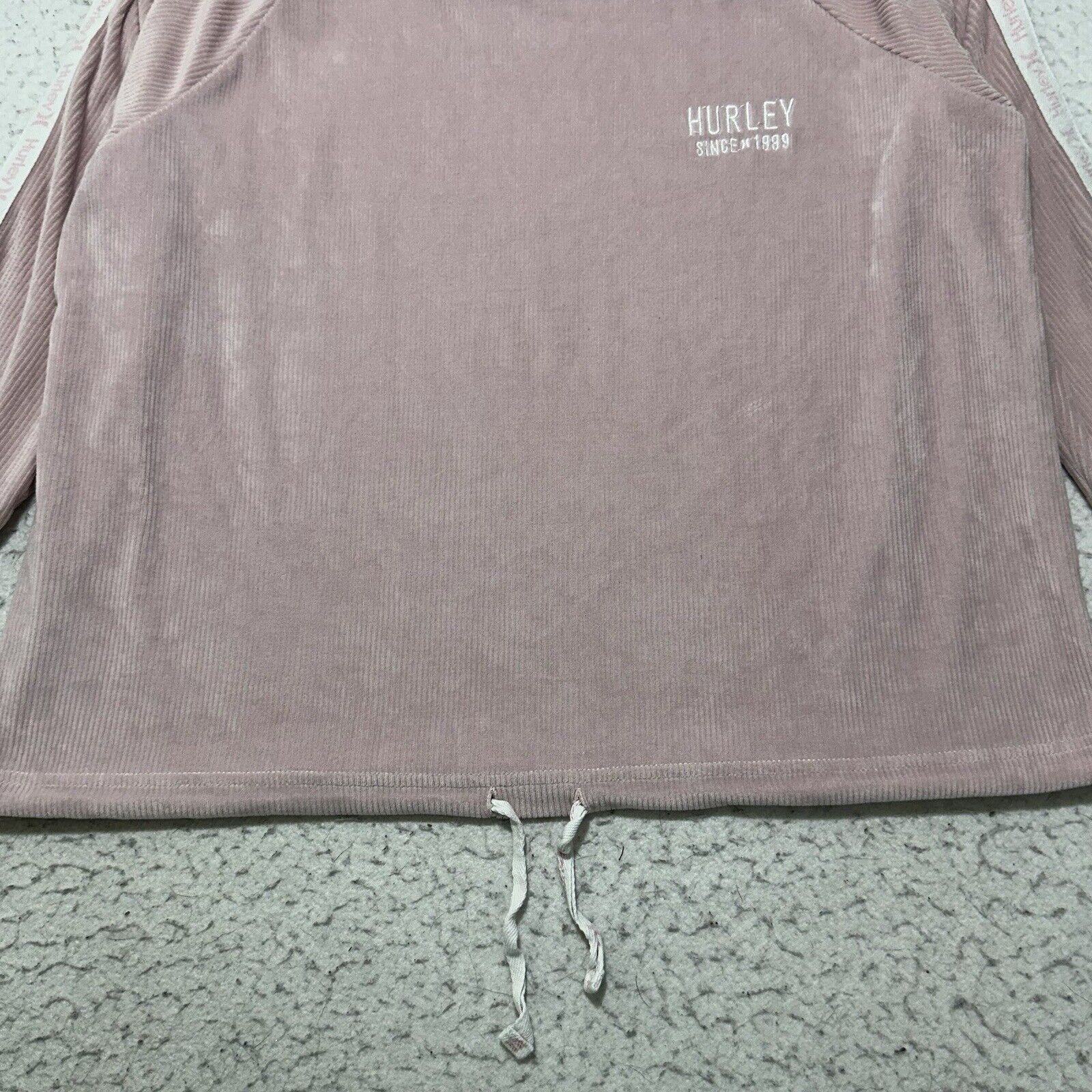 Hurley Hurley Small Velour Crewneck Sweatshirt Light Pink + White Size S / US 4 / IT 40 - 4 Thumbnail