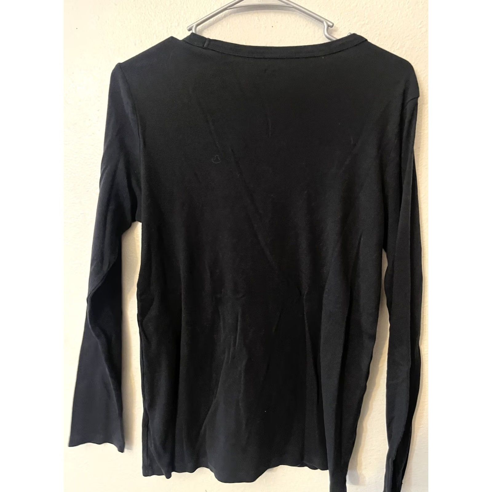 Gap Gap Favorite Tee Black Women Solid Round Neck Long Sleeve Size Large Y2K Size L / US 10 / IT 46 - 3 Thumbnail