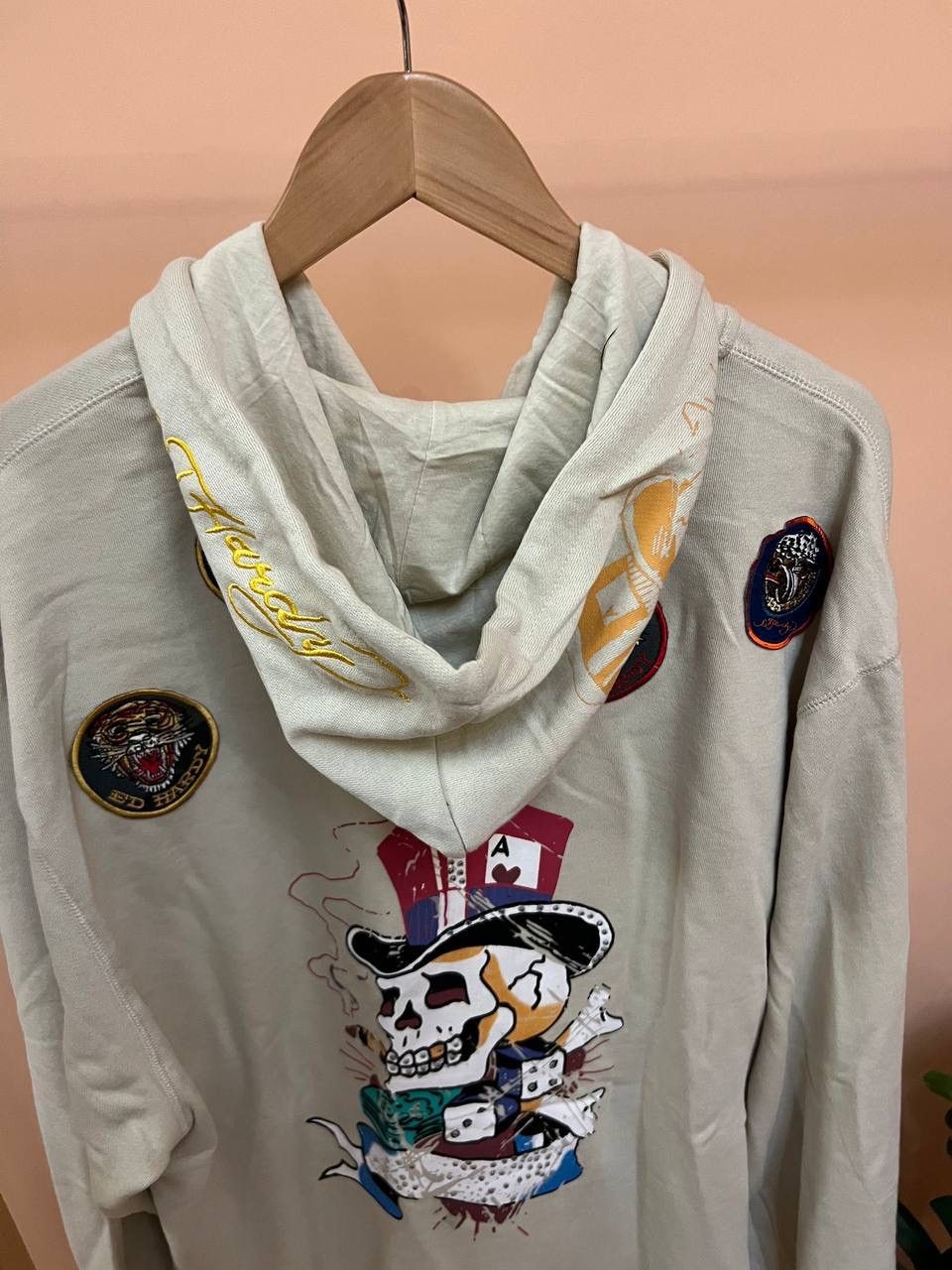 Christian Audigier × Ed Hardy NEW! Ed Hardy Sculls ZIP UP HOODIE VINTAGE Patches audiger Size US XXL / EU 58 / 5 - 7 Thumbnail