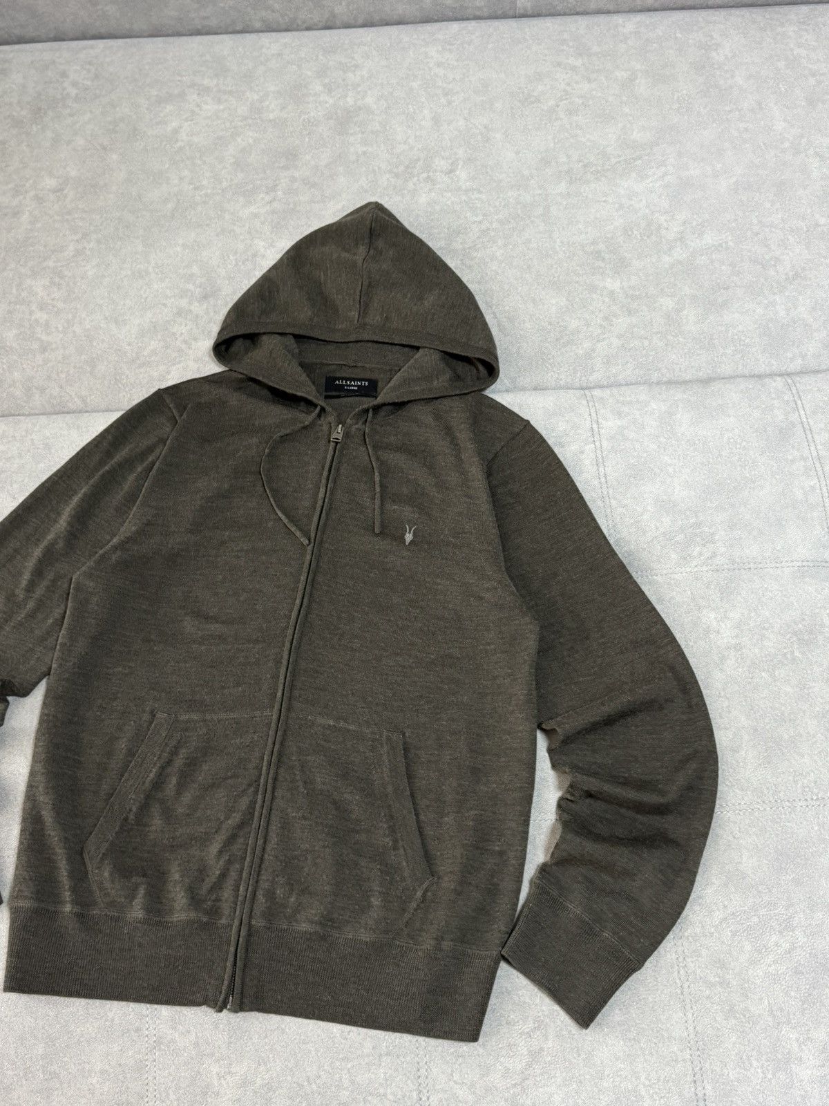 Allsaints × Vintage Vintage Allsaints wool green military zip hoodie size XL Size US XL / EU 56 / 4 - 3 Thumbnail