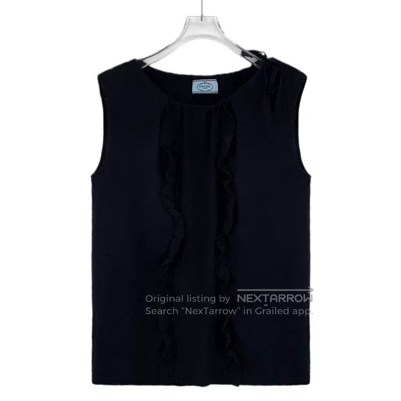 Prada Prada Black lace design cotton round-neck sleeveless shirt Size M / US 6-8 / IT 42-44 - 1 Thumbnail