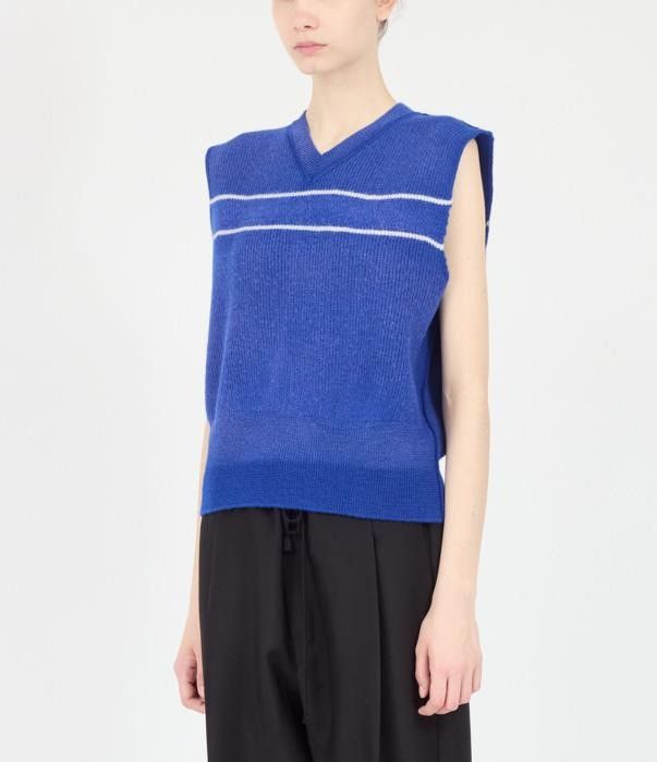Maison Margiela o1bcso1str0526 Sunbleached Wool Gilet in Blue Size M / US 6-8 / IT 42-44 - 6 Thumbnail