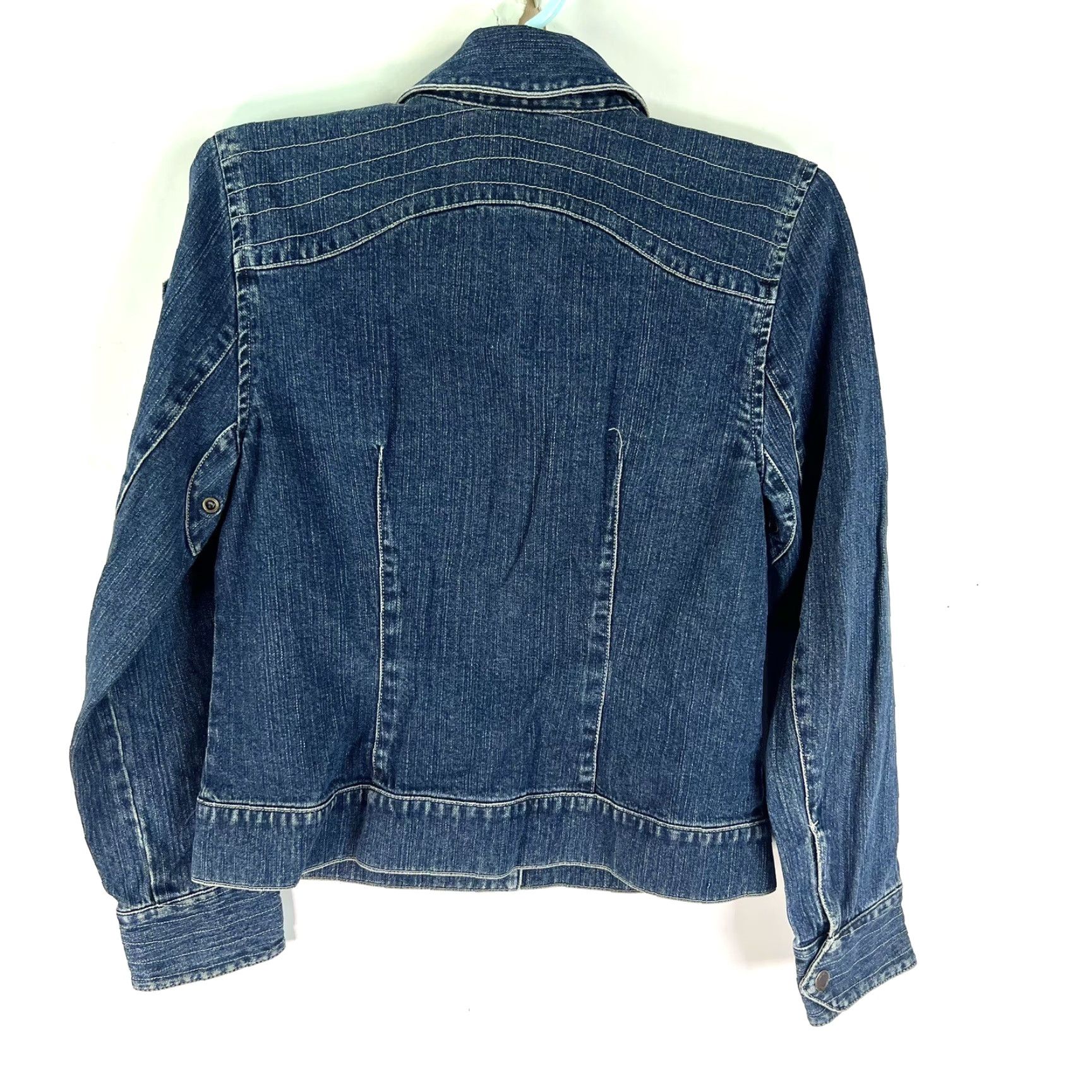 Denime i.e. Relaxed Denim Jean Jacket Women's PM Blue Hidden Snap Flap Pockets Jeans Jacket Womens PM Blue Hidden Snap Flap Pockets Size 32" / US 10 / IT 46 - 6 Thumbnail