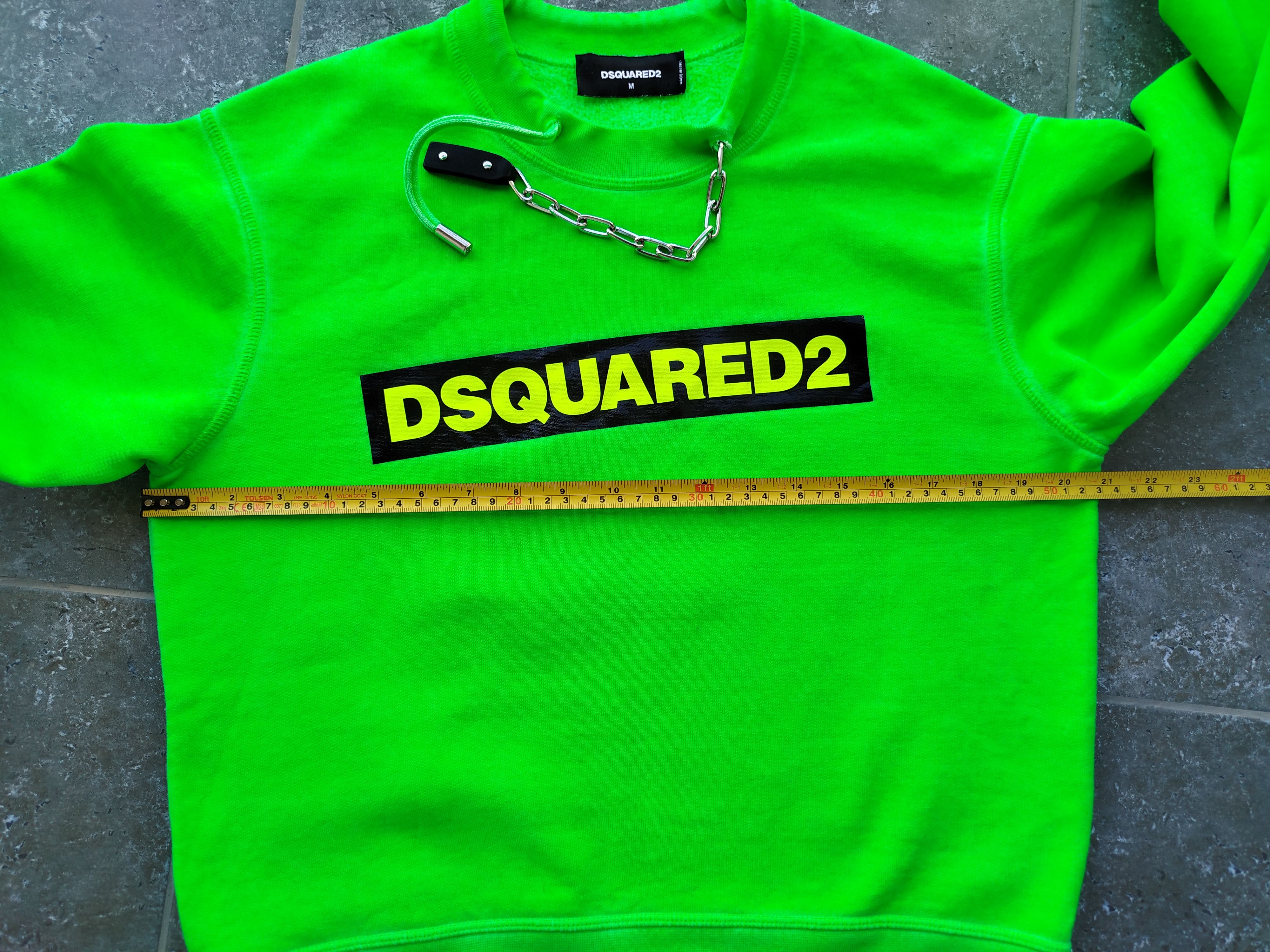 Dsquared2 Sweatshirt Neon Green Crew Neck Logo Chain Cotton Size M Size M / US 6-8 / IT 42-44 - 10 Thumbnail