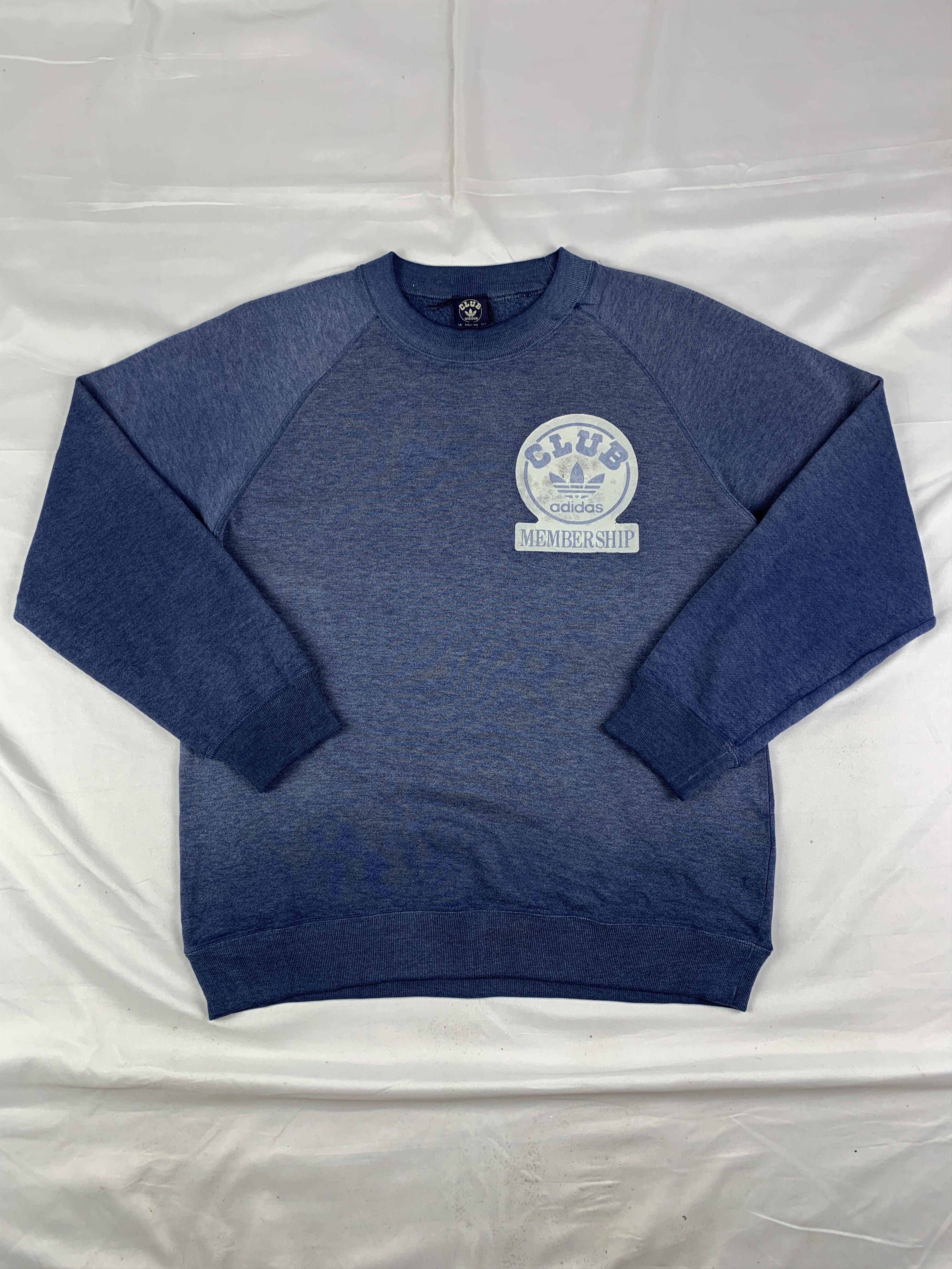 Adidas 1980s Adidas Club Navy Faded Sweatshirt (M) Size US M / EU 48-50 / 2 - 1 Thumbnail