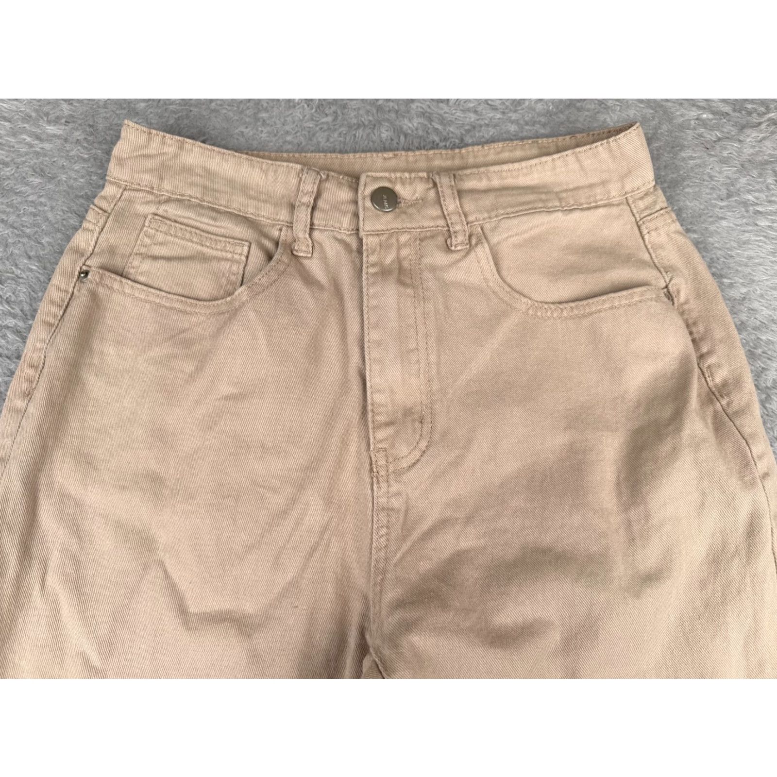 Shein Shein Jeans Women 6 Beige Denim Wide-Leg High Rise Cotton Blend 26x29 Zip Button 5-Pocket Distressed Western Casual Mens Womens Girls Size 28" / US 6 / IT 42 - 4 Thumbnail