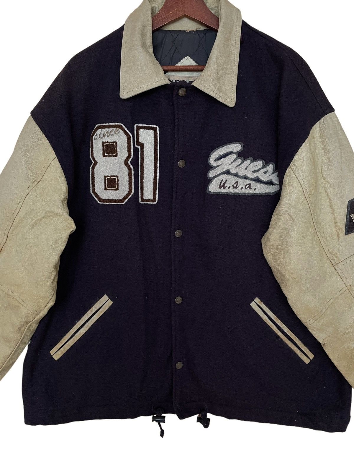 Guess Vintage Brand Guess Leather Varsity Jacket Made in Usa 1990s Size US XL / EU 56 / 4 - 7 Thumbnail