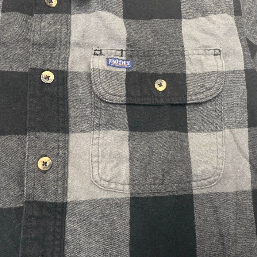 Vintage Smith's Workwear Flannel Shirt Men Large Black Gray Plaid Long Sleeve 8503 Size US L / EU 52-54 / 3 - 5 Thumbnail