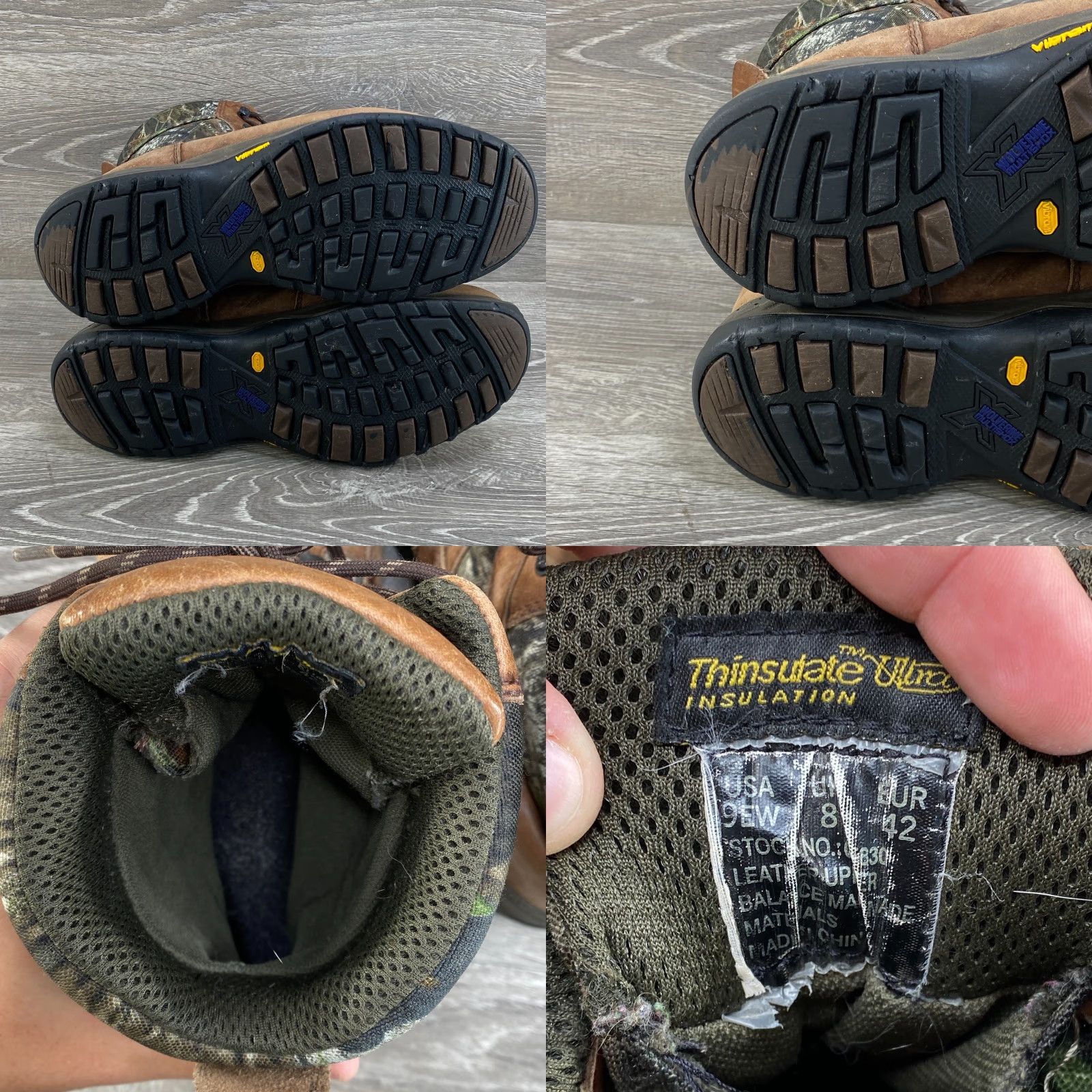 Vibram Wolverine Mens 9EW Brown Leather Camo Insulated Waterproof Boots Vibram Hunting Winter Hiking Size US 8 / EU 41 - 8 Thumbnail