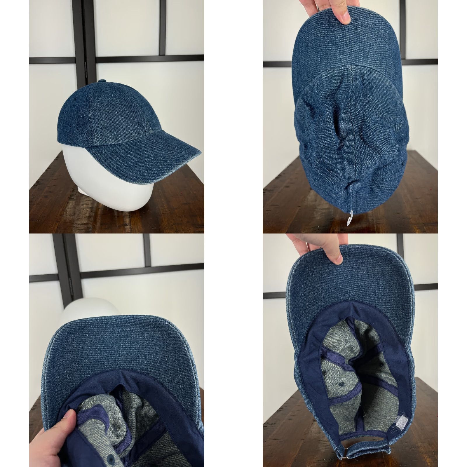 Vintage Blue Denim Look Adjustable Baseball Cap Unisex One Size Outdoor Activewear Size ONE SIZE - 8 Thumbnail