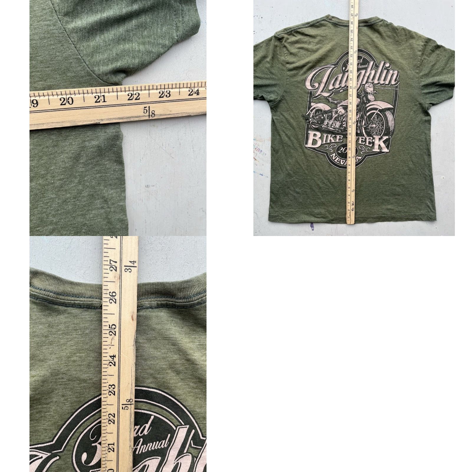 J.McLaughlin Laughlin T-Shirt Green Motorcycle Desert Bike Week Nevada USA 90s Mens L Boat? Size US L / EU 52-54 / 3 - 9 Thumbnail